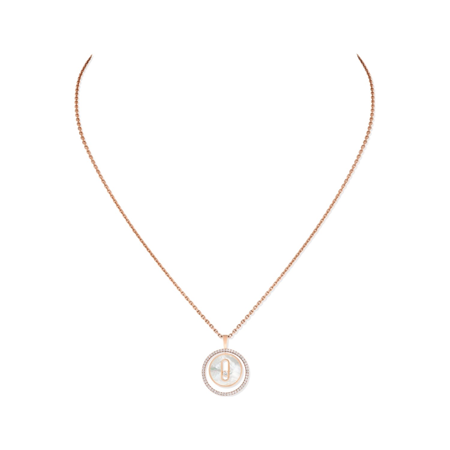 Collier Messika Lucky Move PM en or rose, nacre et diamants