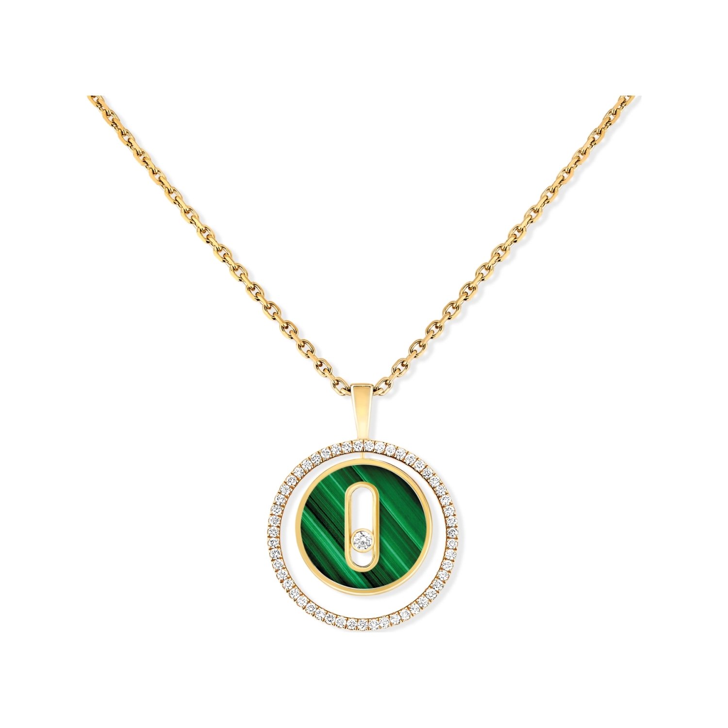 Collier Messika Lucky Move en or jaune, malachite et diamants