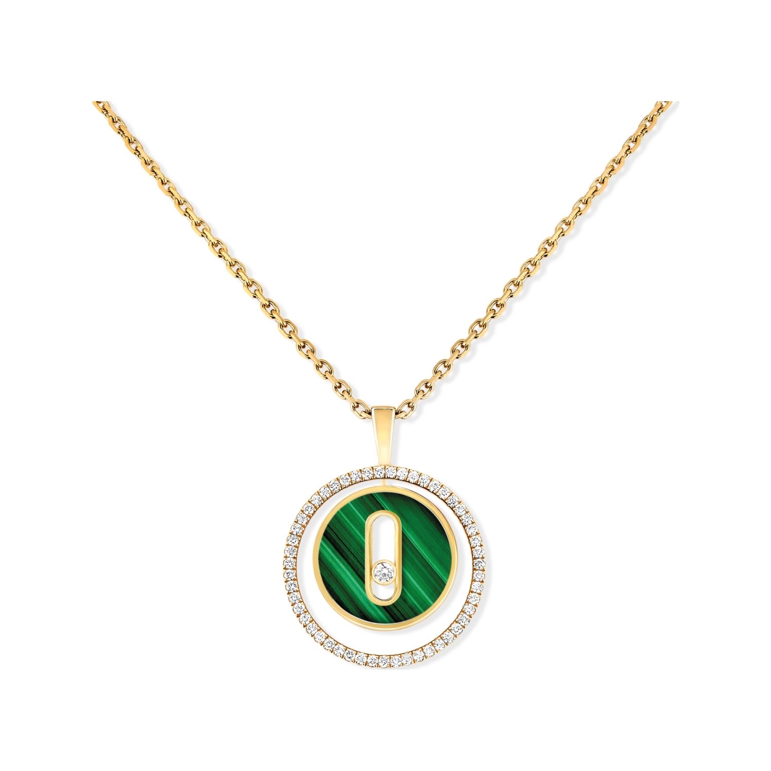 Collier Messika Lucky Move PM en or jaune, malachite et diamants