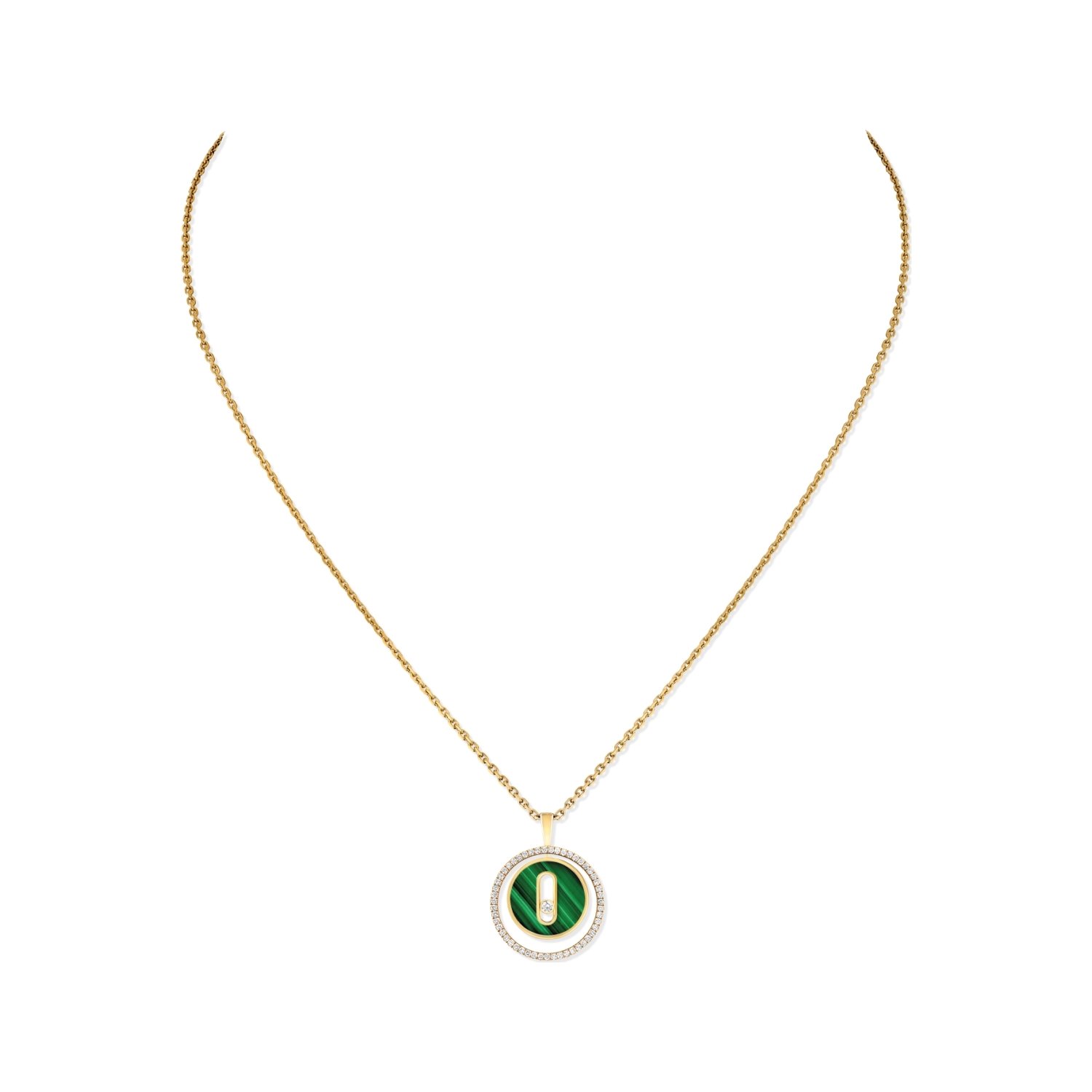 Collier Messika Lucky Move en or jaune, malachite et diamants