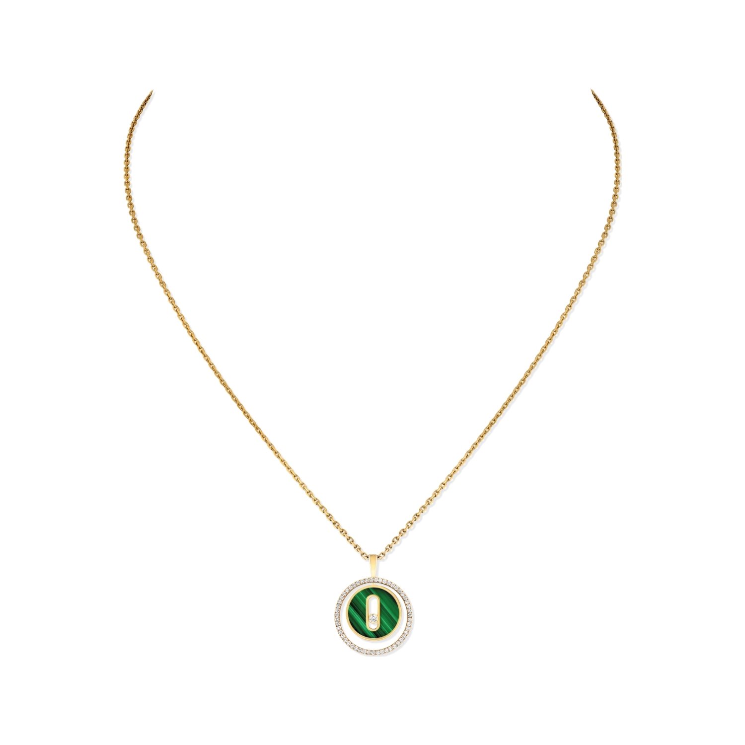 Collier Messika Lucky Move PM en or jaune, malachite et diamants