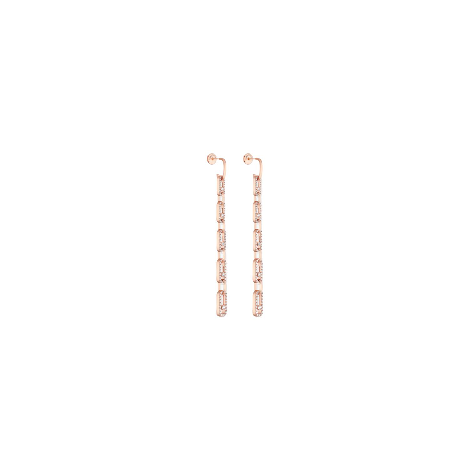 Boucles d'oreilles pendantes Messika Move Link Multi en or rose et diamants