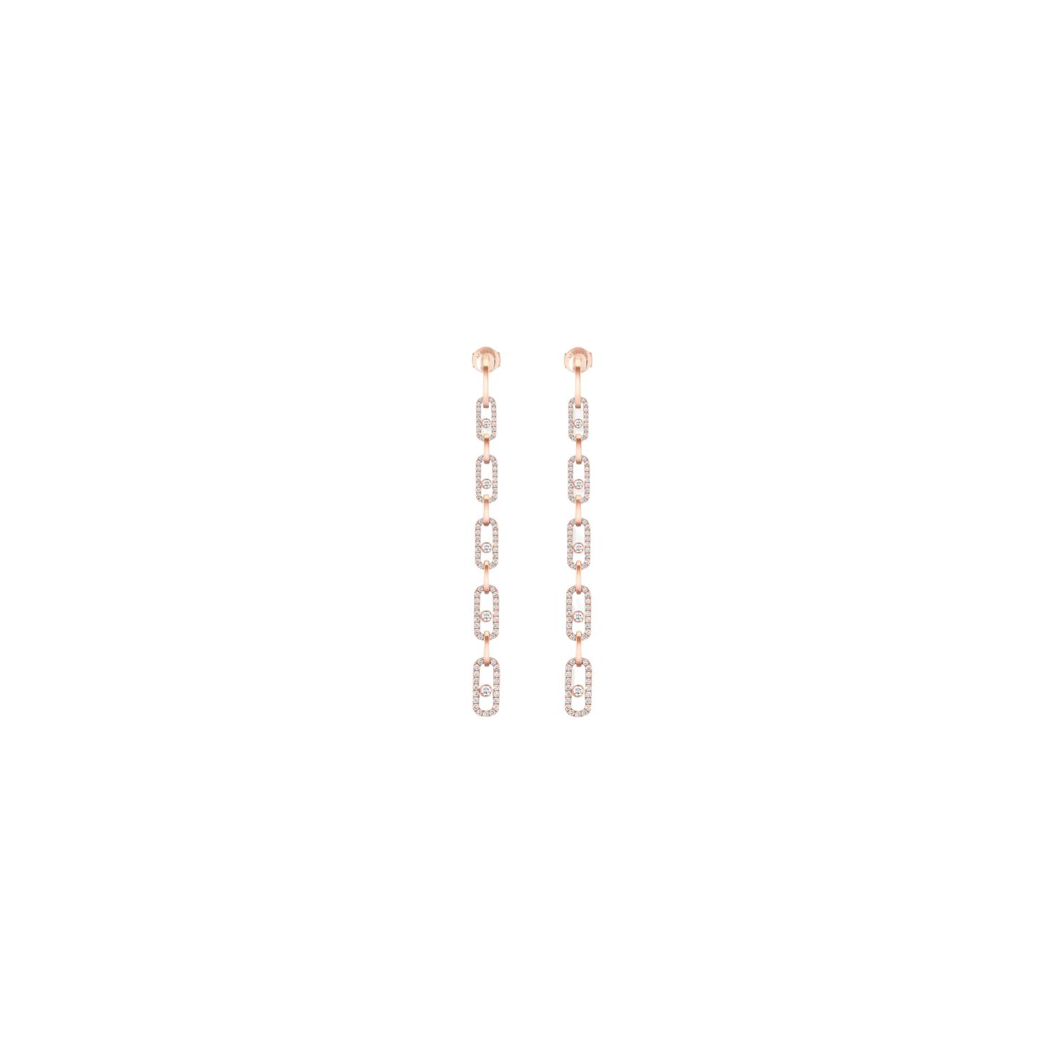Boucles d'oreilles pendantes Messika Move Link Multi en or rose et diamants