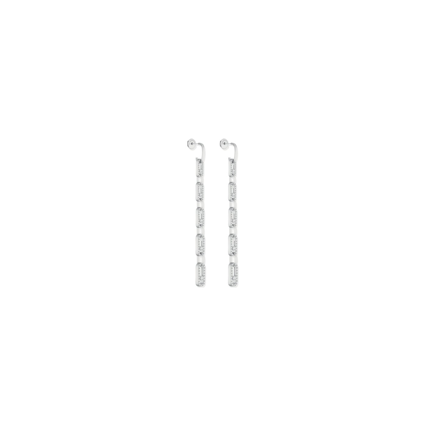 Boucles d'oreilles pendantes Messika Move Link Multi en or blanc et diamants