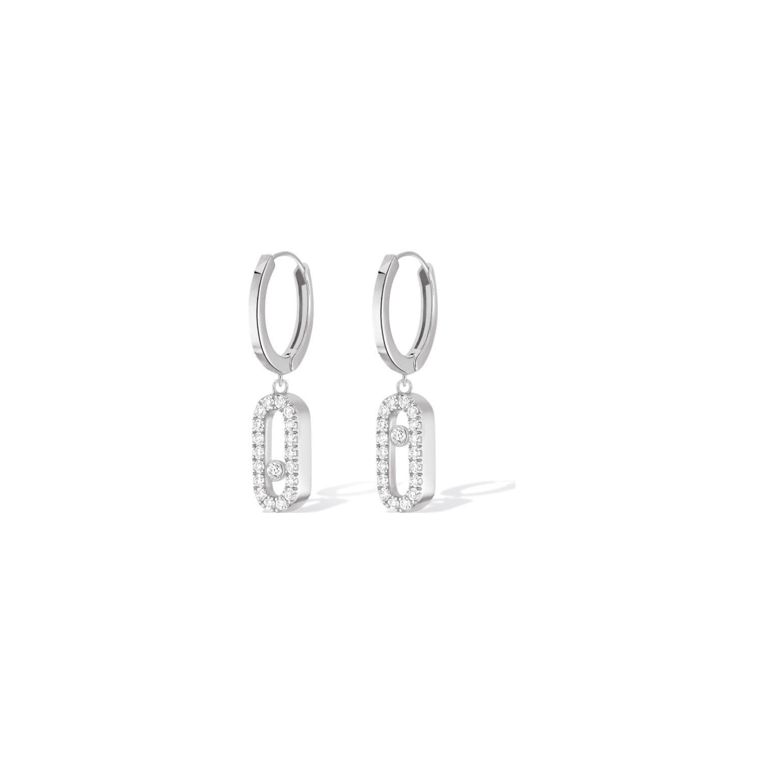 Boucles d'oreilles créoles Messika Move Uno en or blanc et diamants