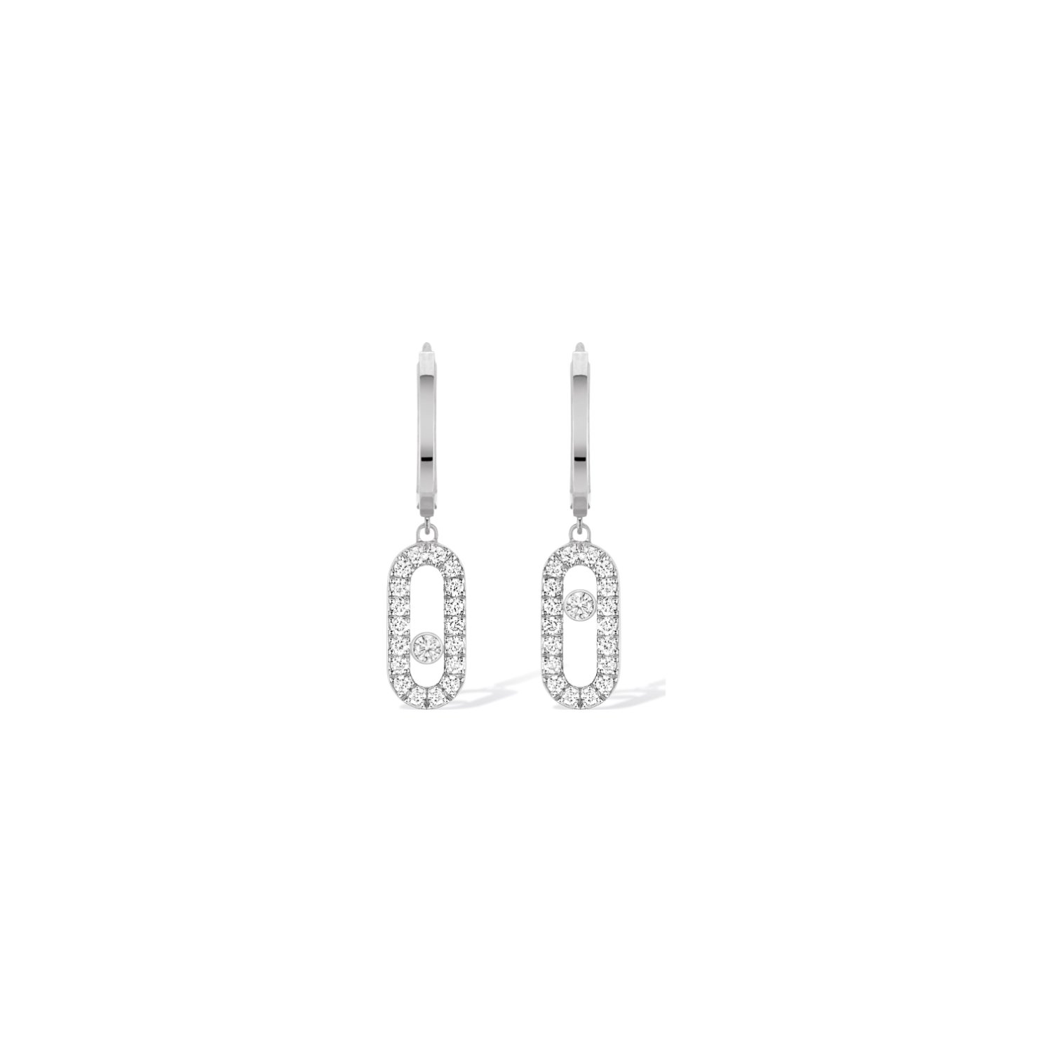 Boucles d'oreilles créoles Messika Move Uno en or blanc et diamants