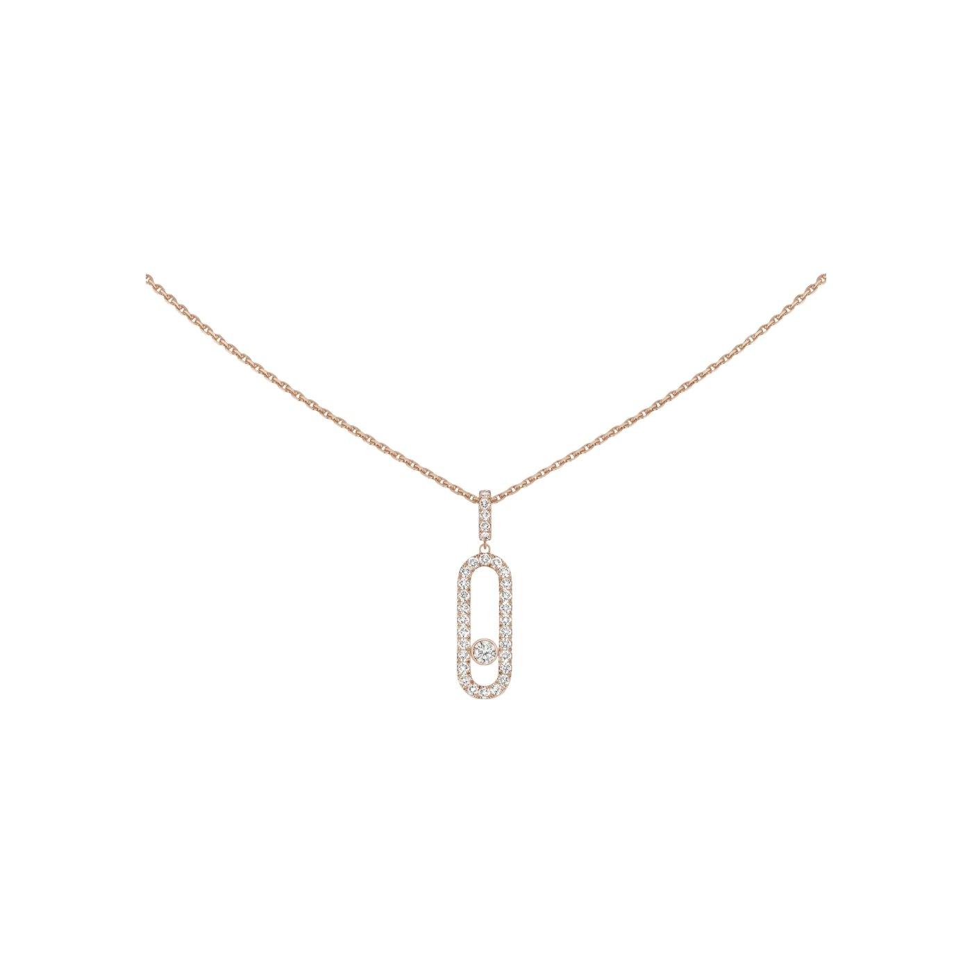 Collier Messika Move Uno GM en or rose pavé de diamants