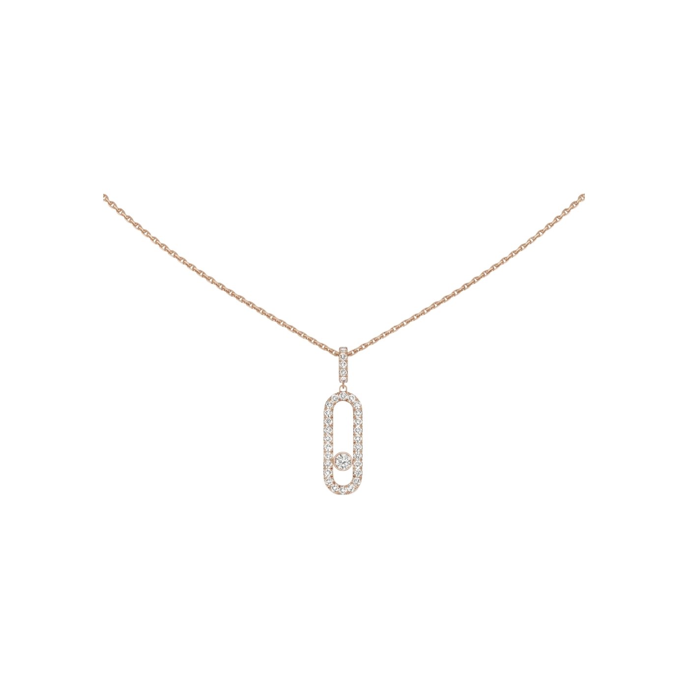 Collier Messika Move Uno GM pavé en or rose et diamants