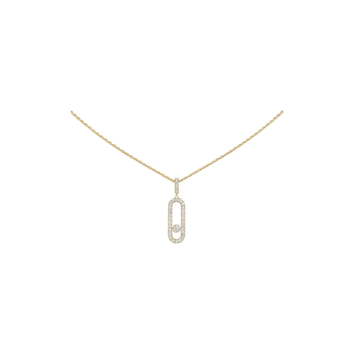 Collier Messika Move Uno GM pavé en or jaune et diamants