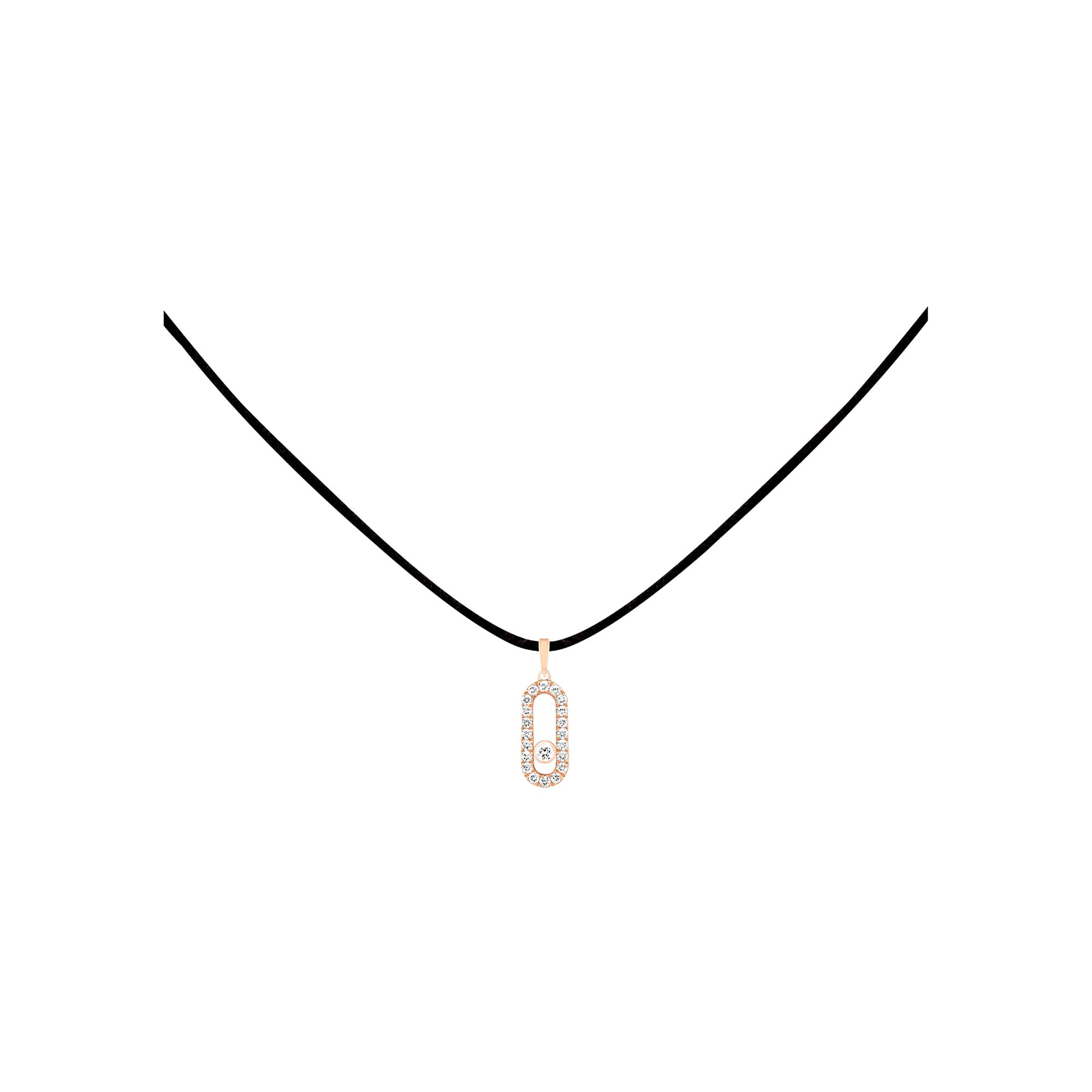 Collier cordon Messika Care(s) noir en or rose et diamants