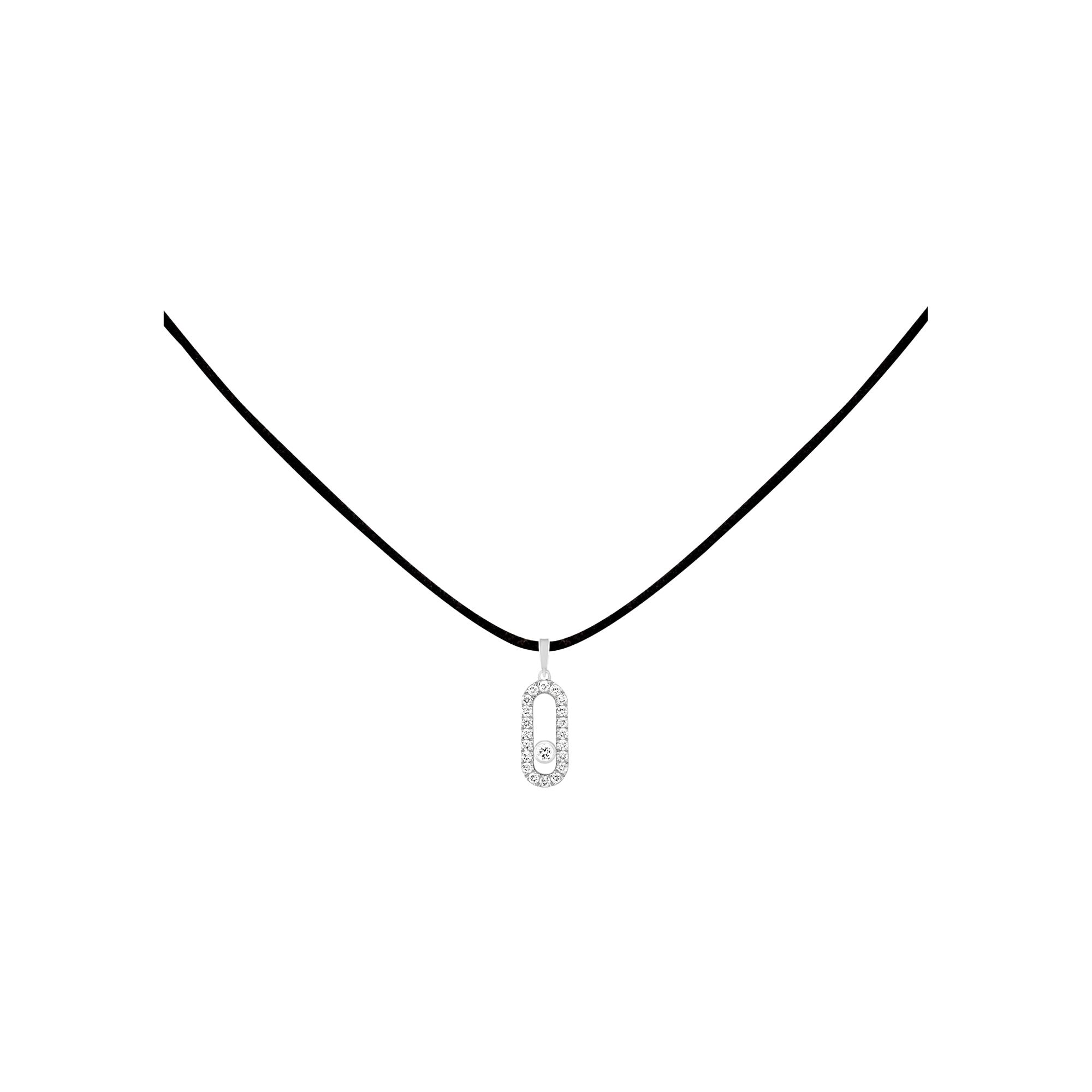 Collier cordon Messika Care(s) noir en or blanc et diamants