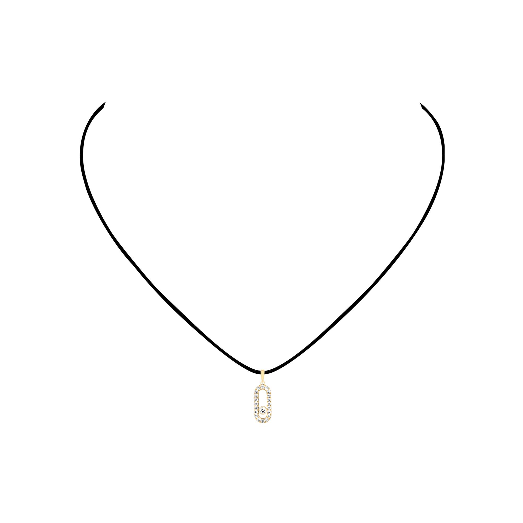 Collier cordon Messika Care(s) noir en or jaune et diamants