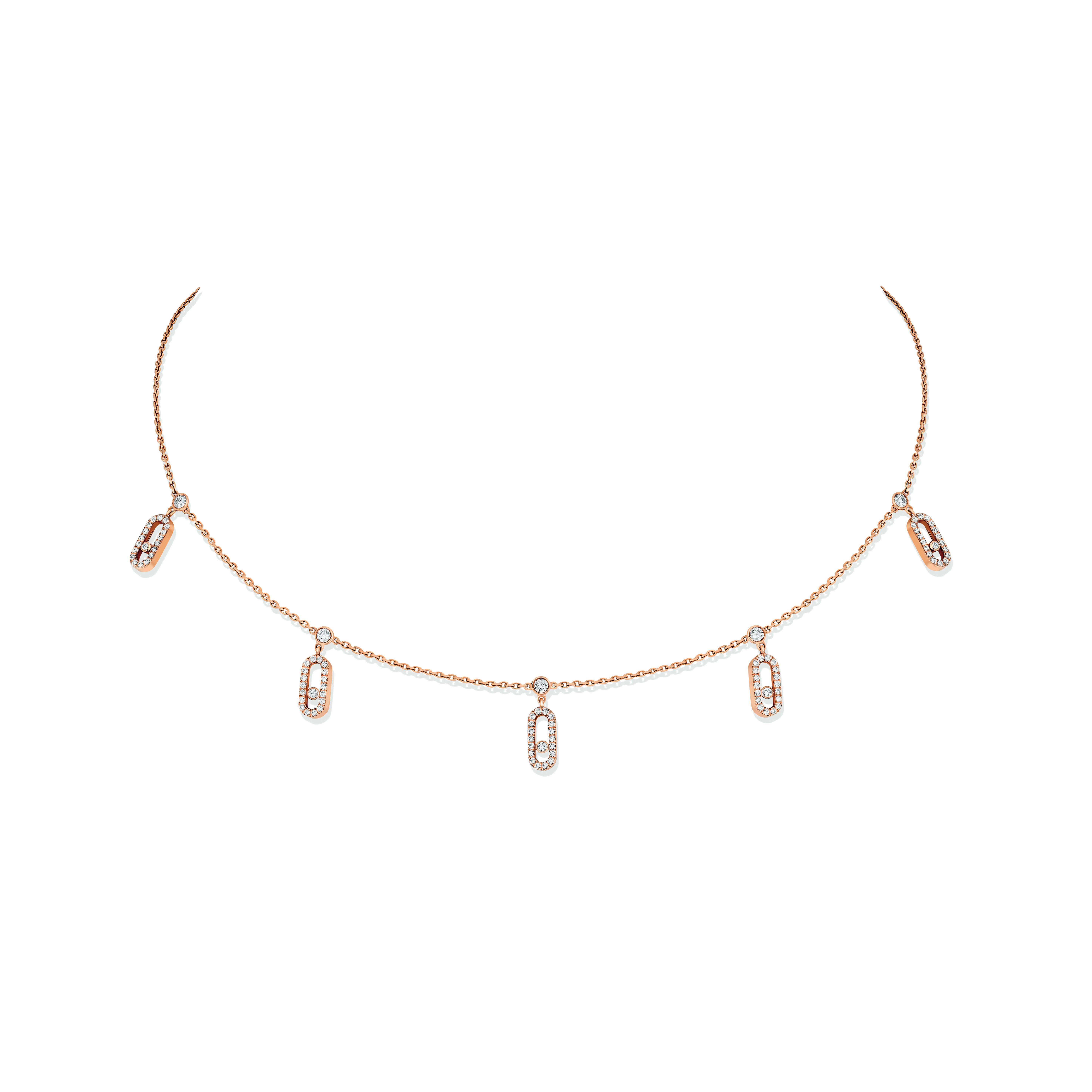 Collier choker Messika Move Uno Pampille pavé en or rose et diamants
