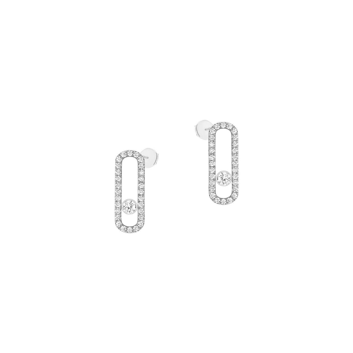 Boucles d'oreilles Messika Move Uno GM pavées en or blanc et diamants