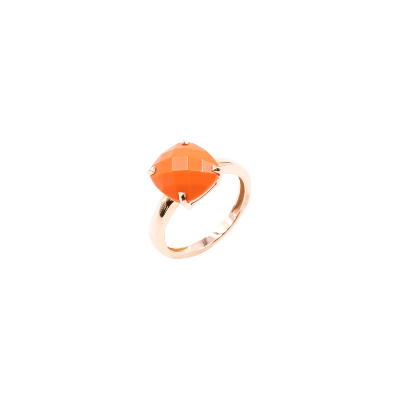 Bague Cesare Pompanon Poppy Blue petit modèle en or rose et corail