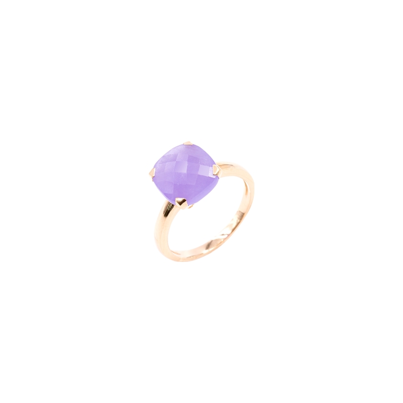 Bague Cesare Pompanon Poppy Blue petit modèle en or rose et jade lavande