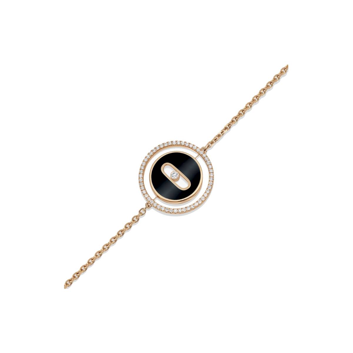 Bracelet Messika Lucky Move en or rose, diamants et onyx PM