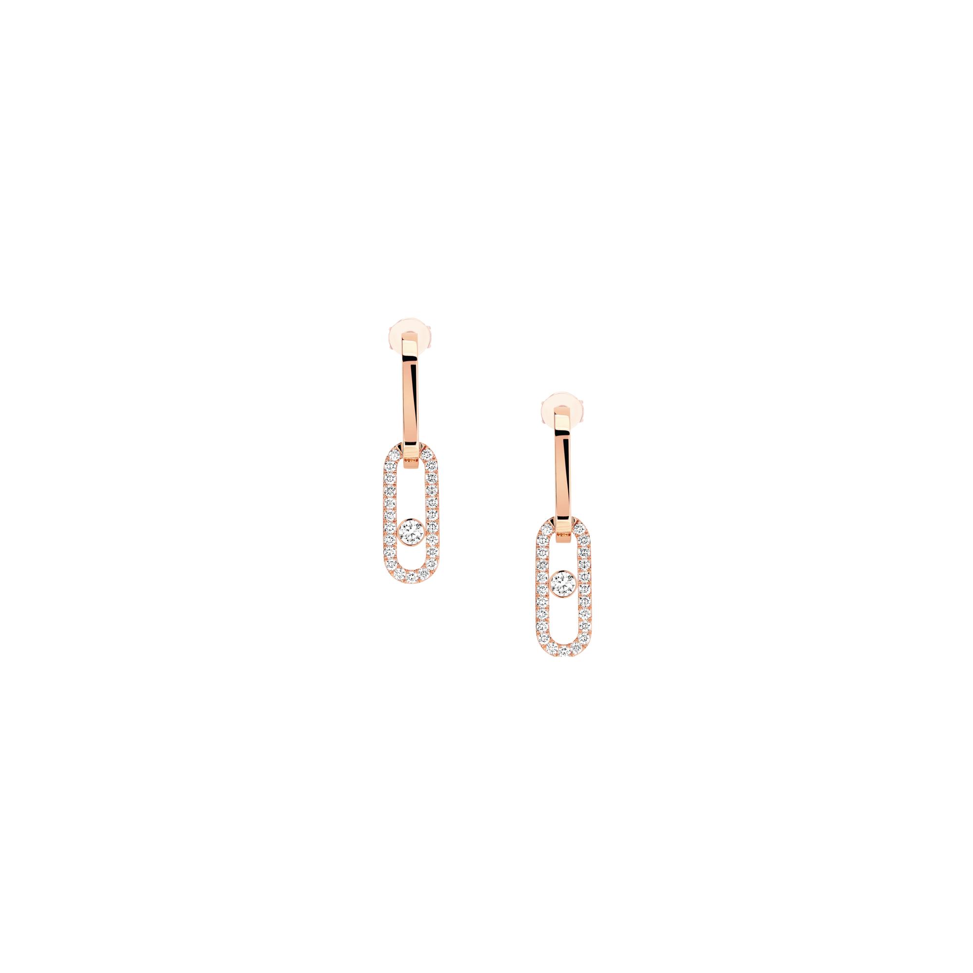 Boucles d'oreilles pendantes Messika Move Link en or rose et diamants