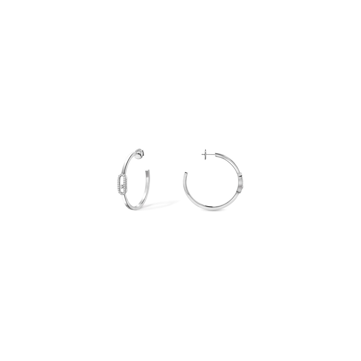 Boucles d'oreilles créoles Messika Move Uno PM en or blanc et diamants