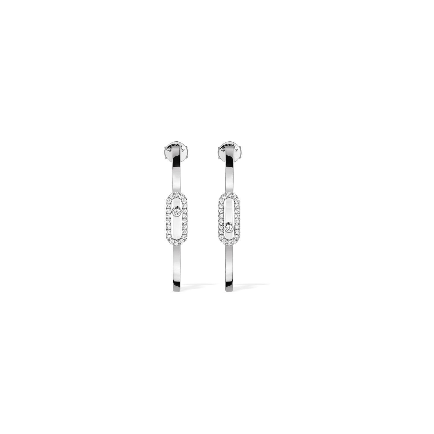 Boucles d'oreilles créoles Messika Move Uno PM en or blanc et diamants