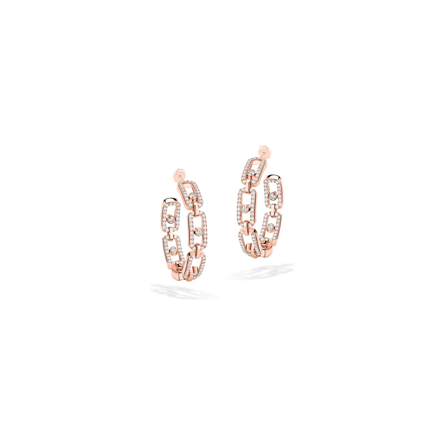 Boucles d'oreilles créoles Messika Move Link PM en or rose et diamants