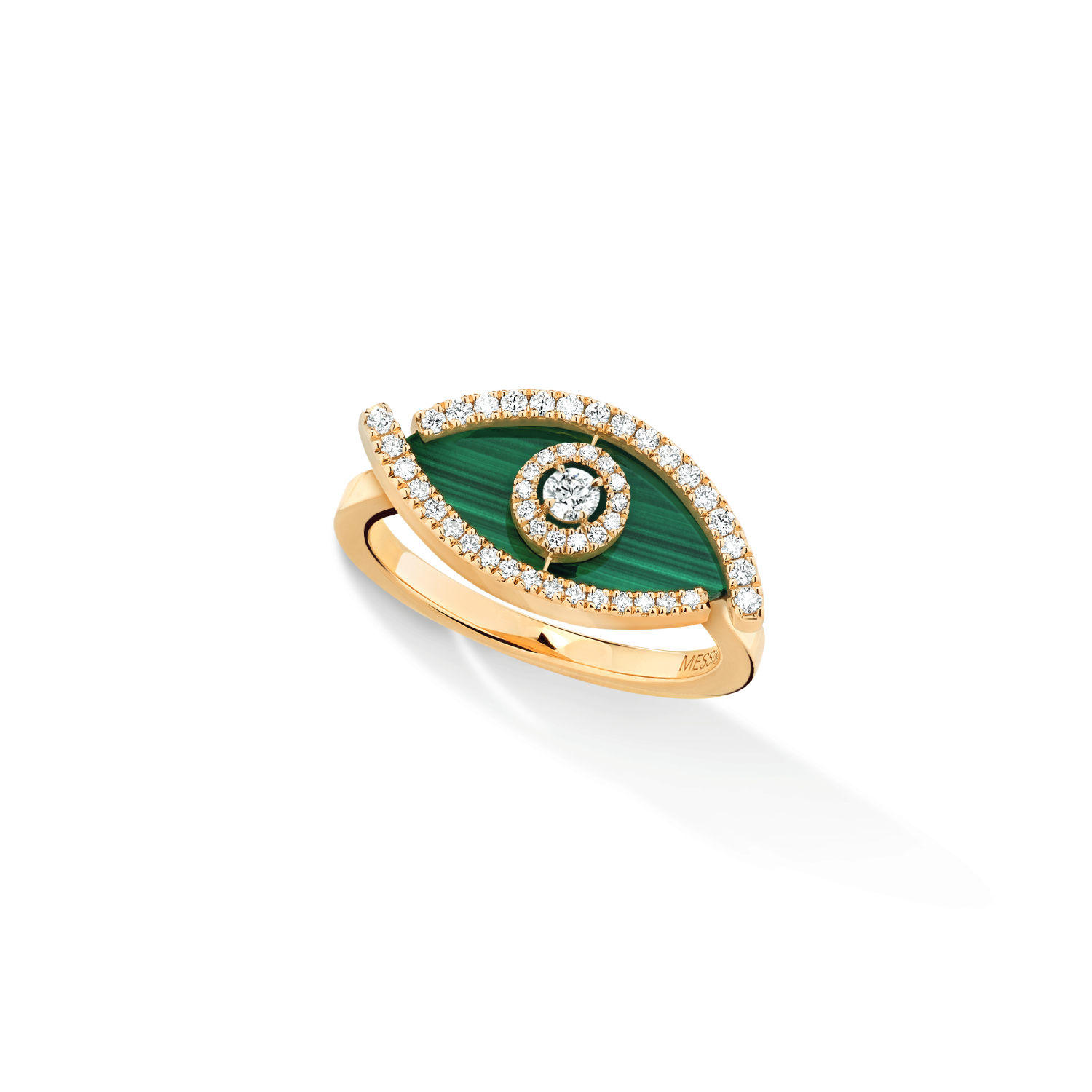 Bague Messika Lucky Eye Color en or rose, malachite et diamants