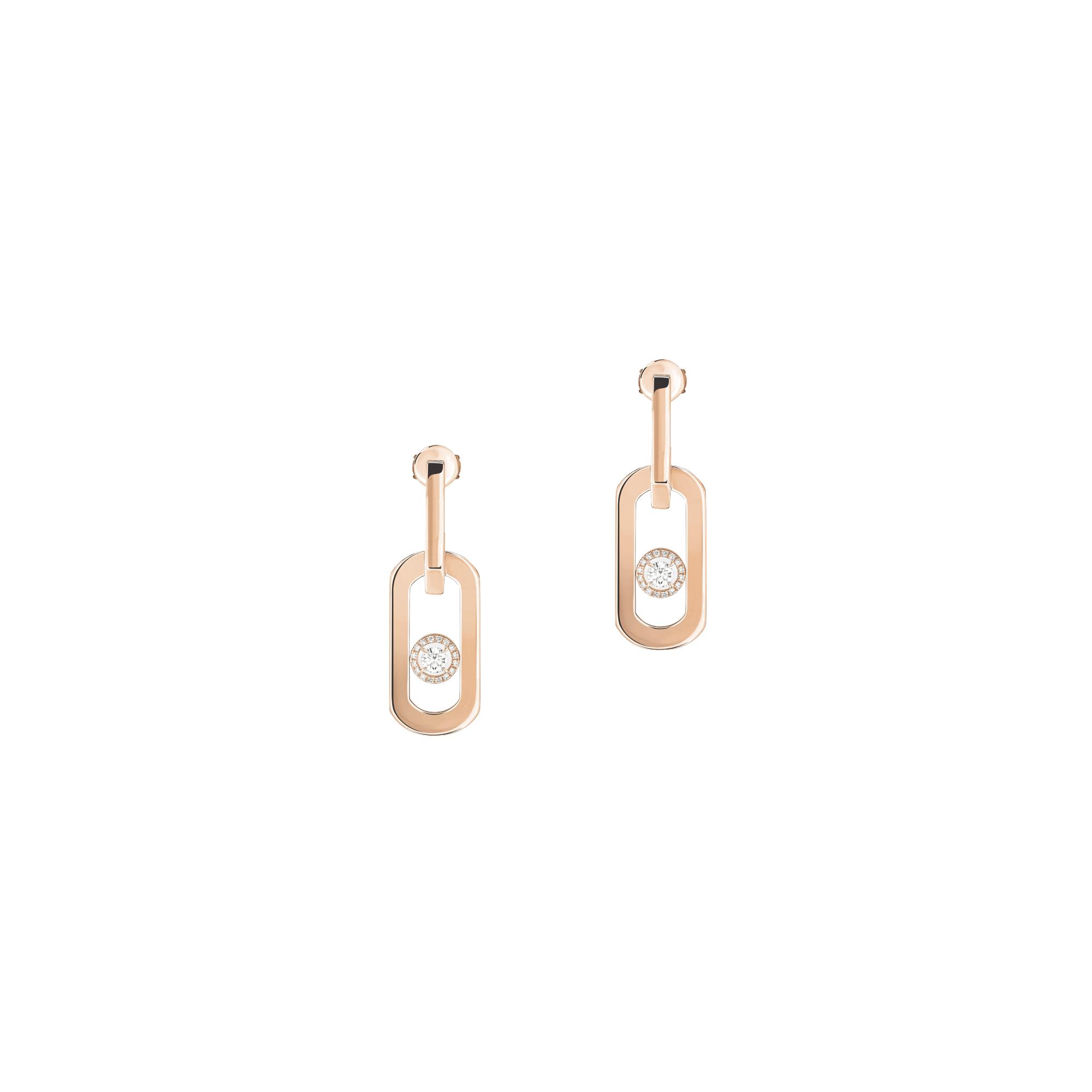 Boucles d'oreilles pendantes Messika So Move XL en or rose et diamants