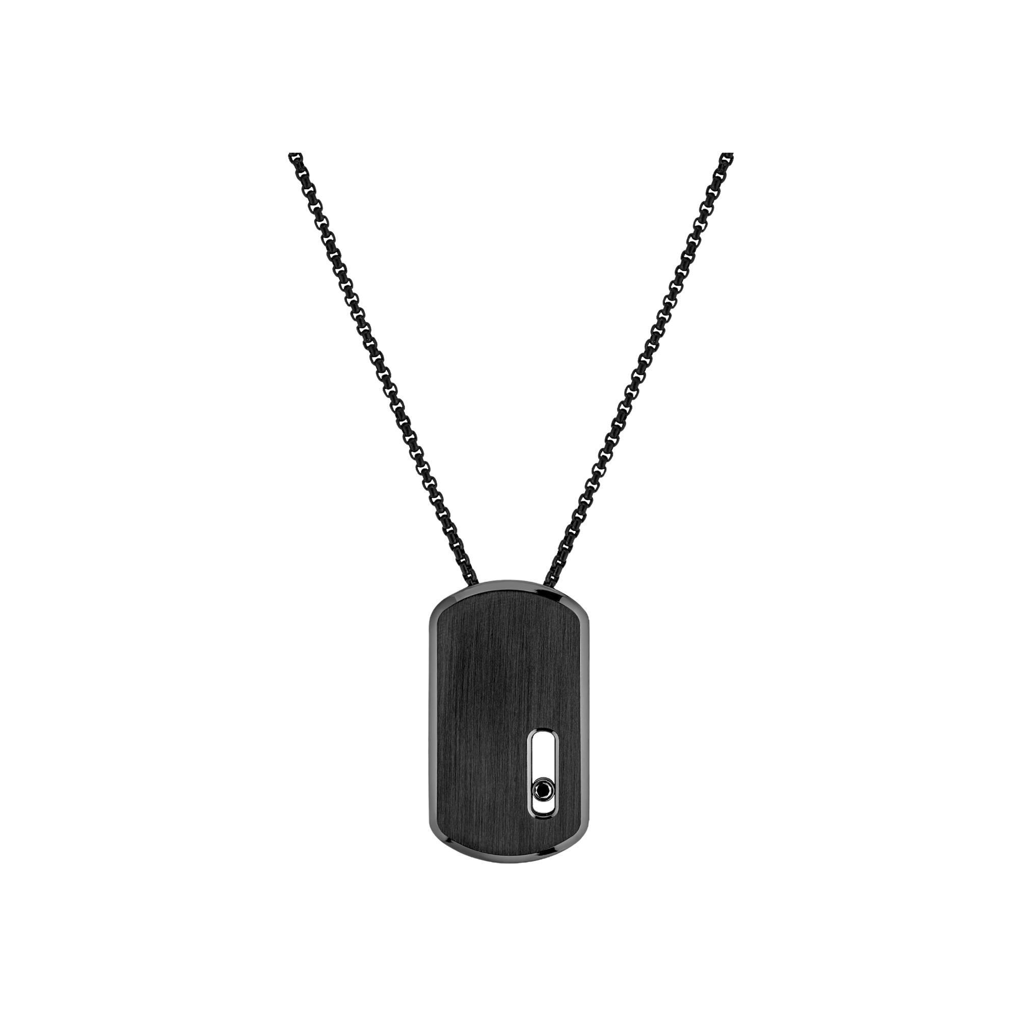 Collier Messika Move Titanium GM en titane noir et diamant