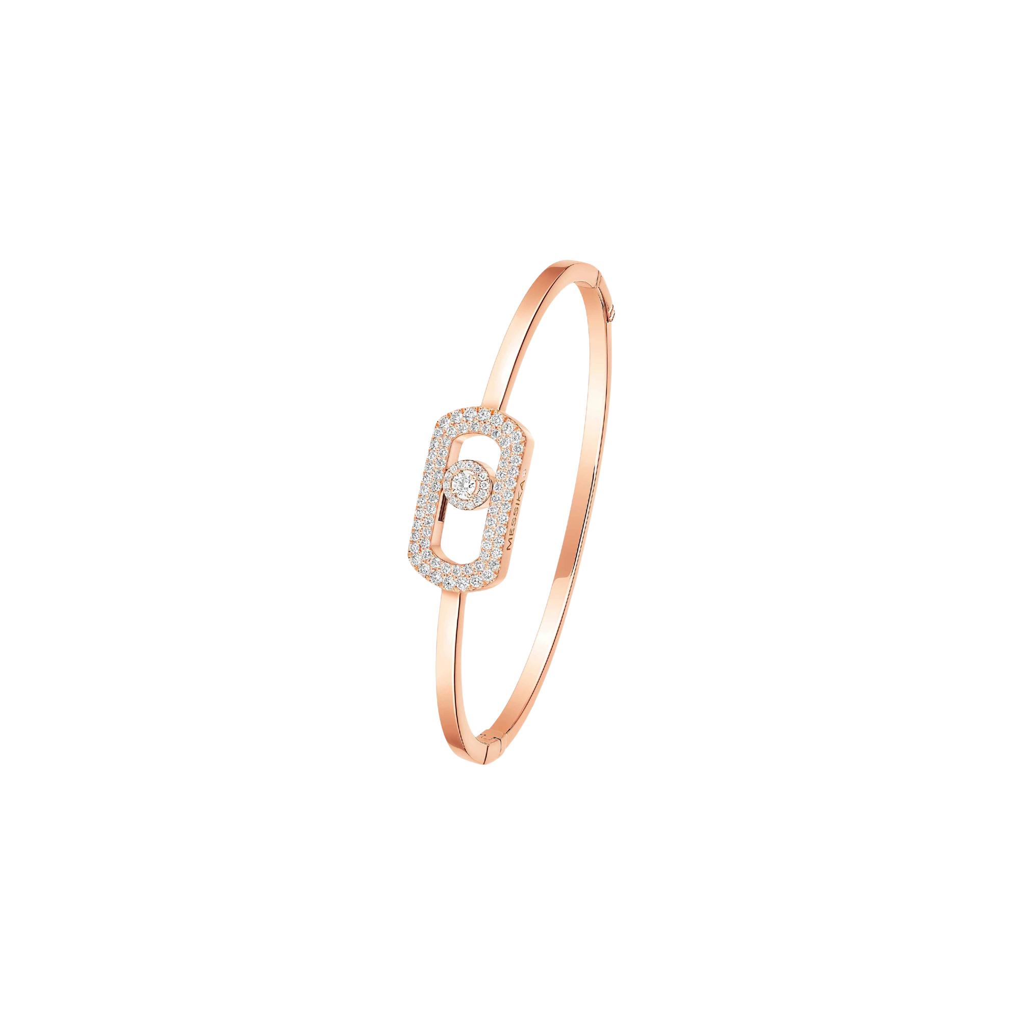 Bracelet jonc Messika So Move pavé en or rose et diamants