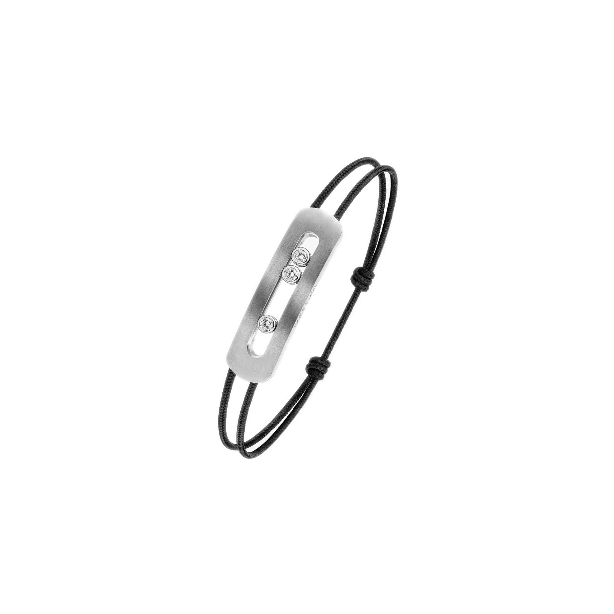Bracelet cordon Messika Move Titanium Naturel XL en titane et diamants