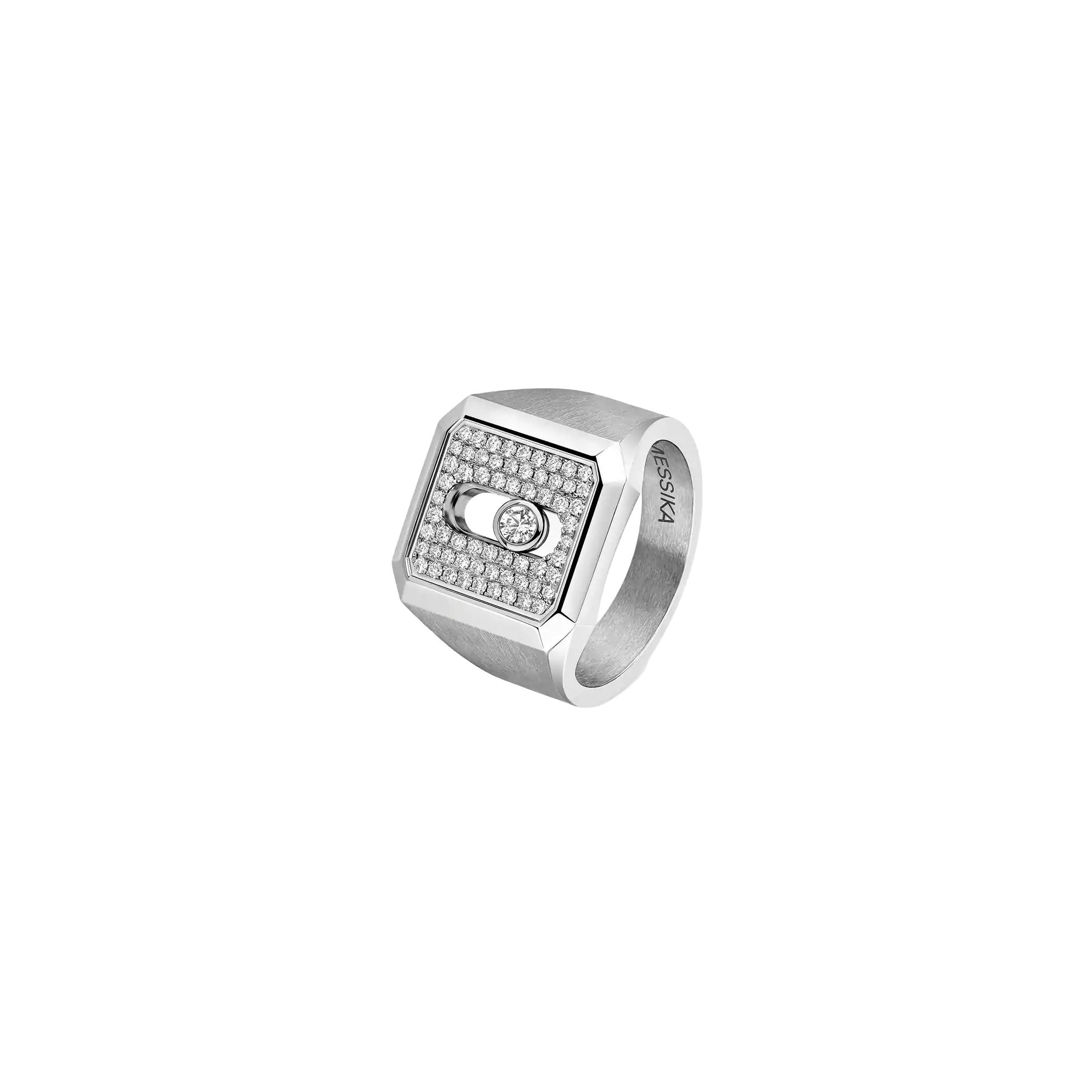 Chevalière Messika Move Titanium en titane et diamants