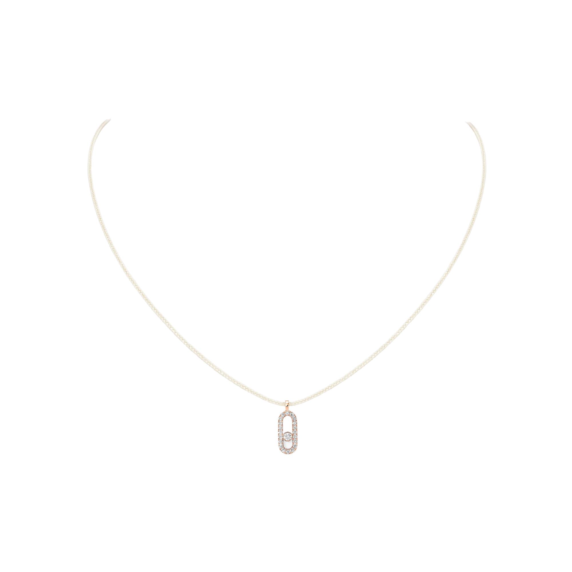 Collier cordon Messika Care(s) crème pavé en or rose et diamants
