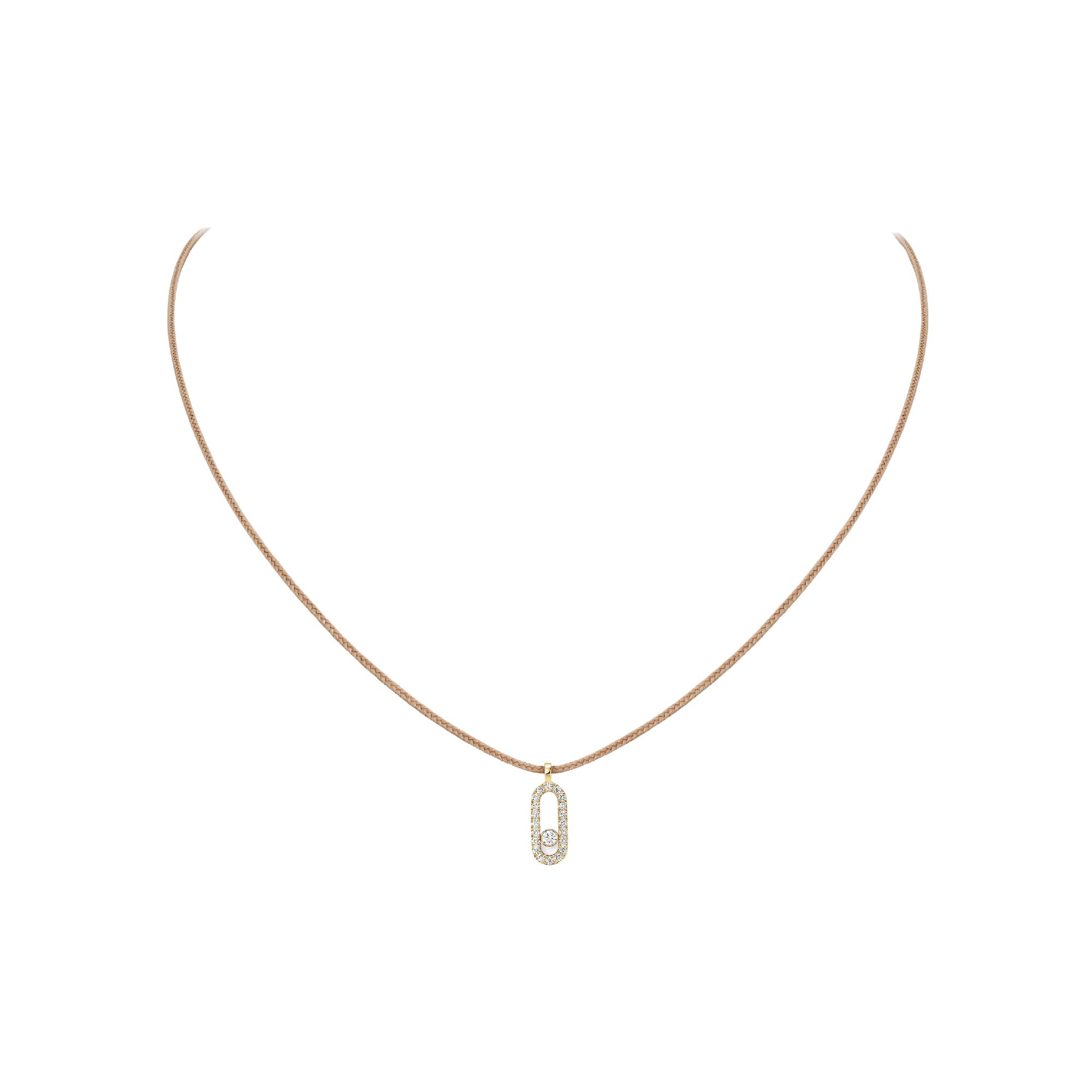 Collier cordon Messika Care(s) beige en or jaune et diamants