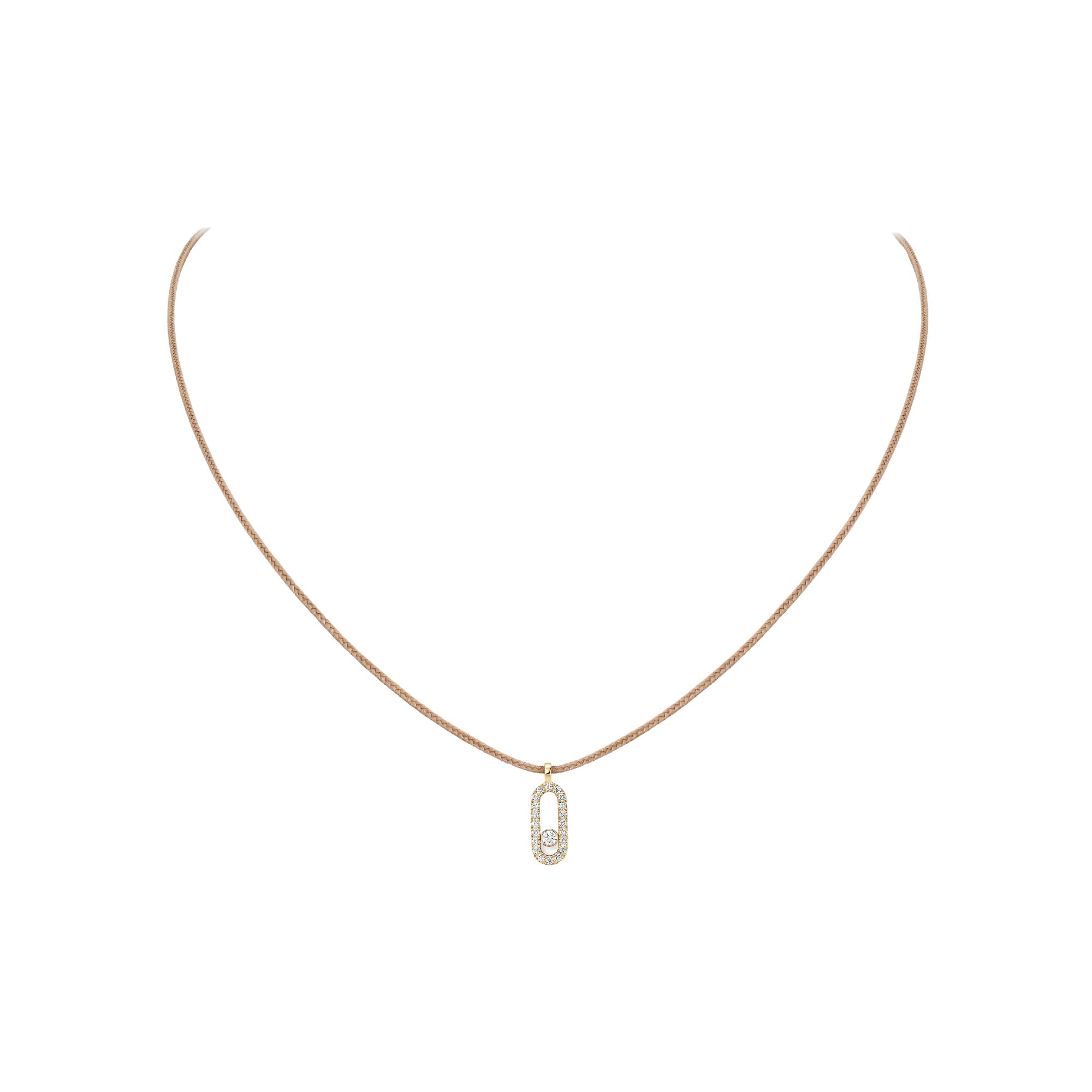 Collier cordon Messika Care(s) beige pavé en or jaune et diamants