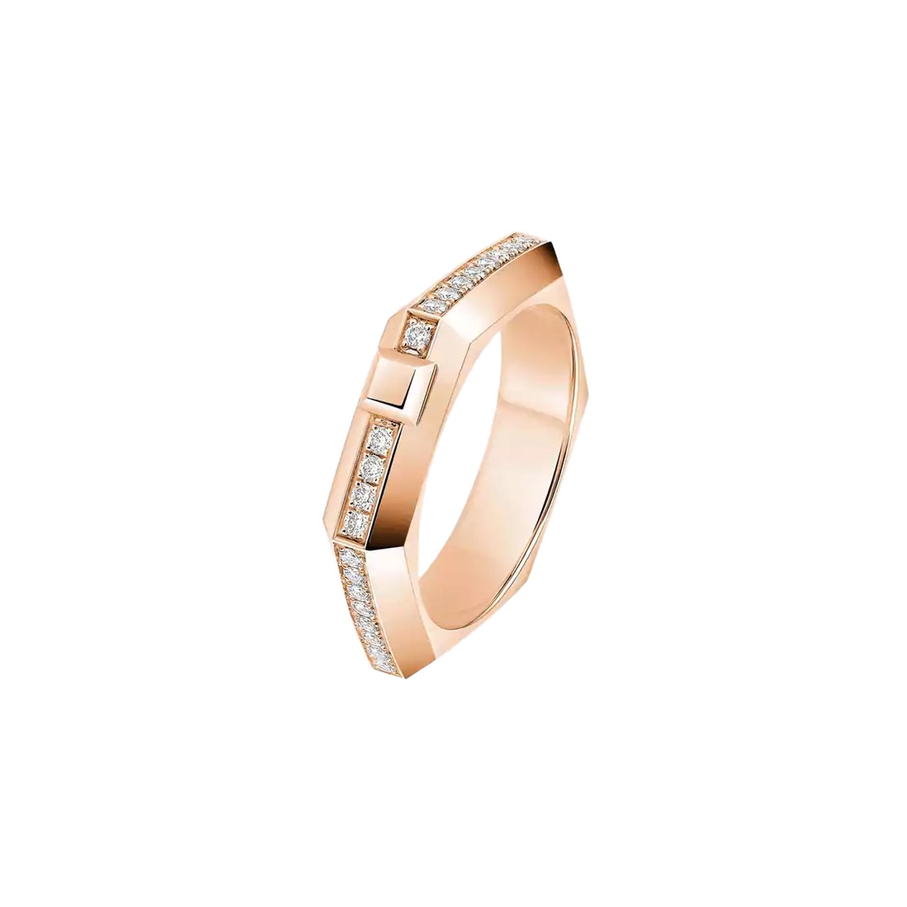 Bague Messika Moderniste pavée en or rose et diamant, petit modèle