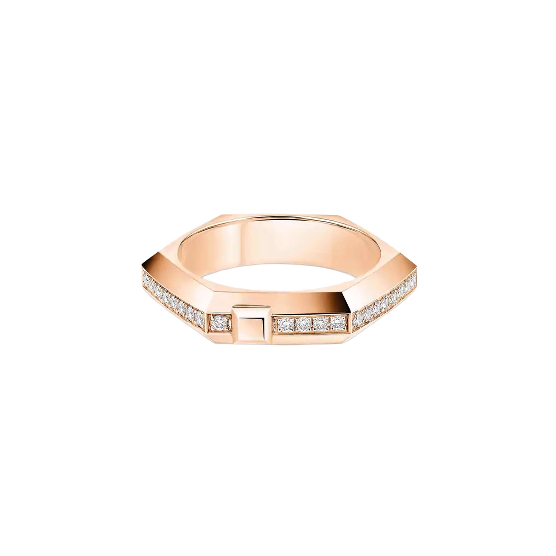 Bague Messika Moderniste pavée en or rose et diamant, petit modèle