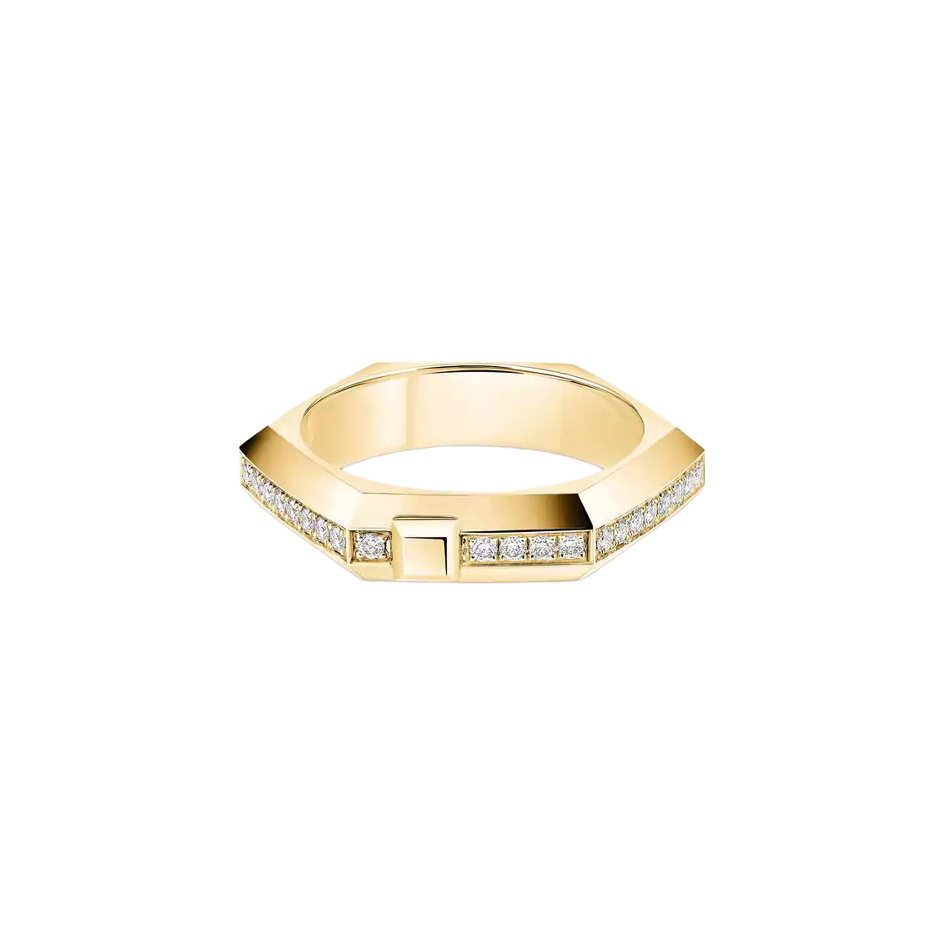 Bague Messika Moderniste pavée en or jaune et diamant, petit modèle