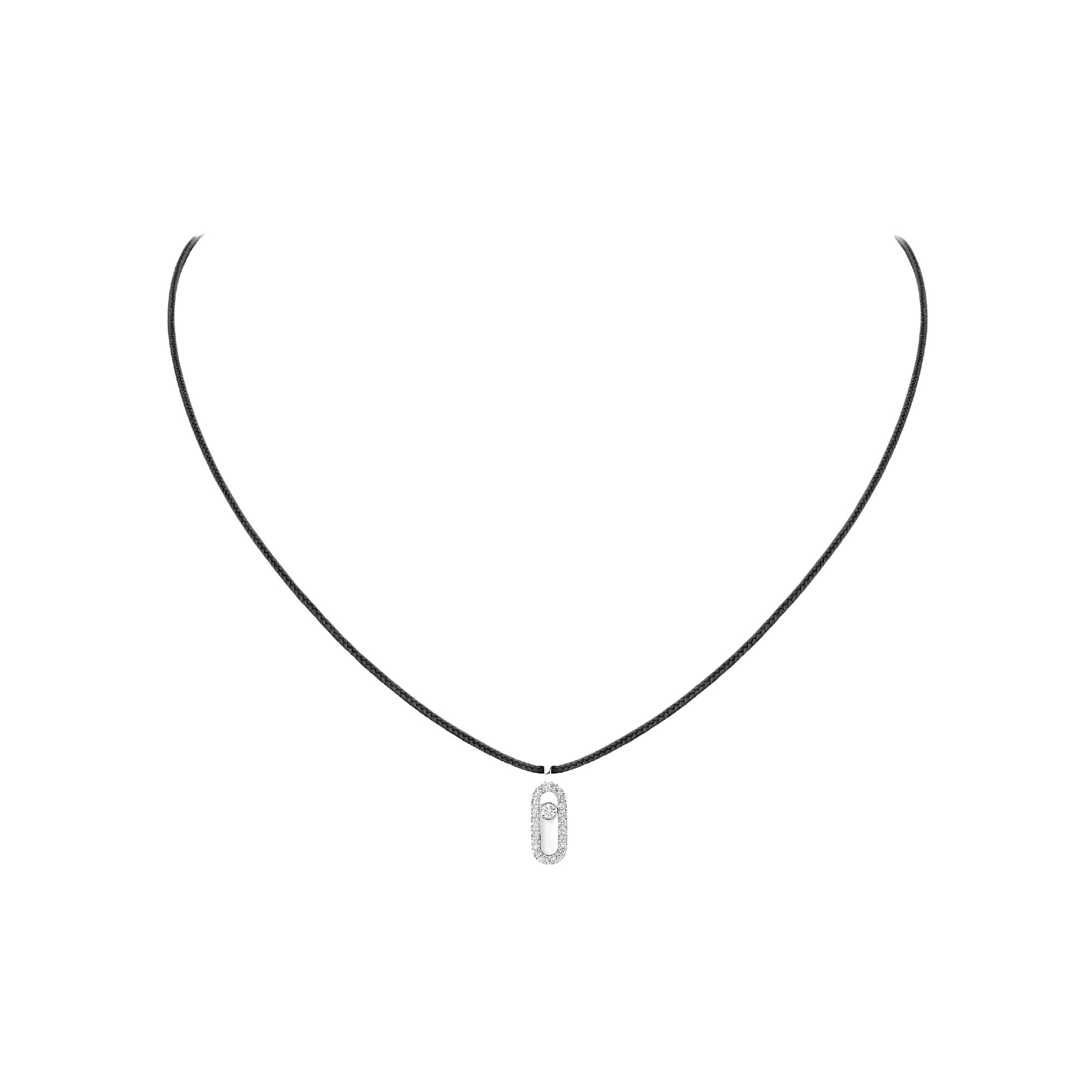 Collier cordon Messika Care(s) noir pavé en or blanc et diamants