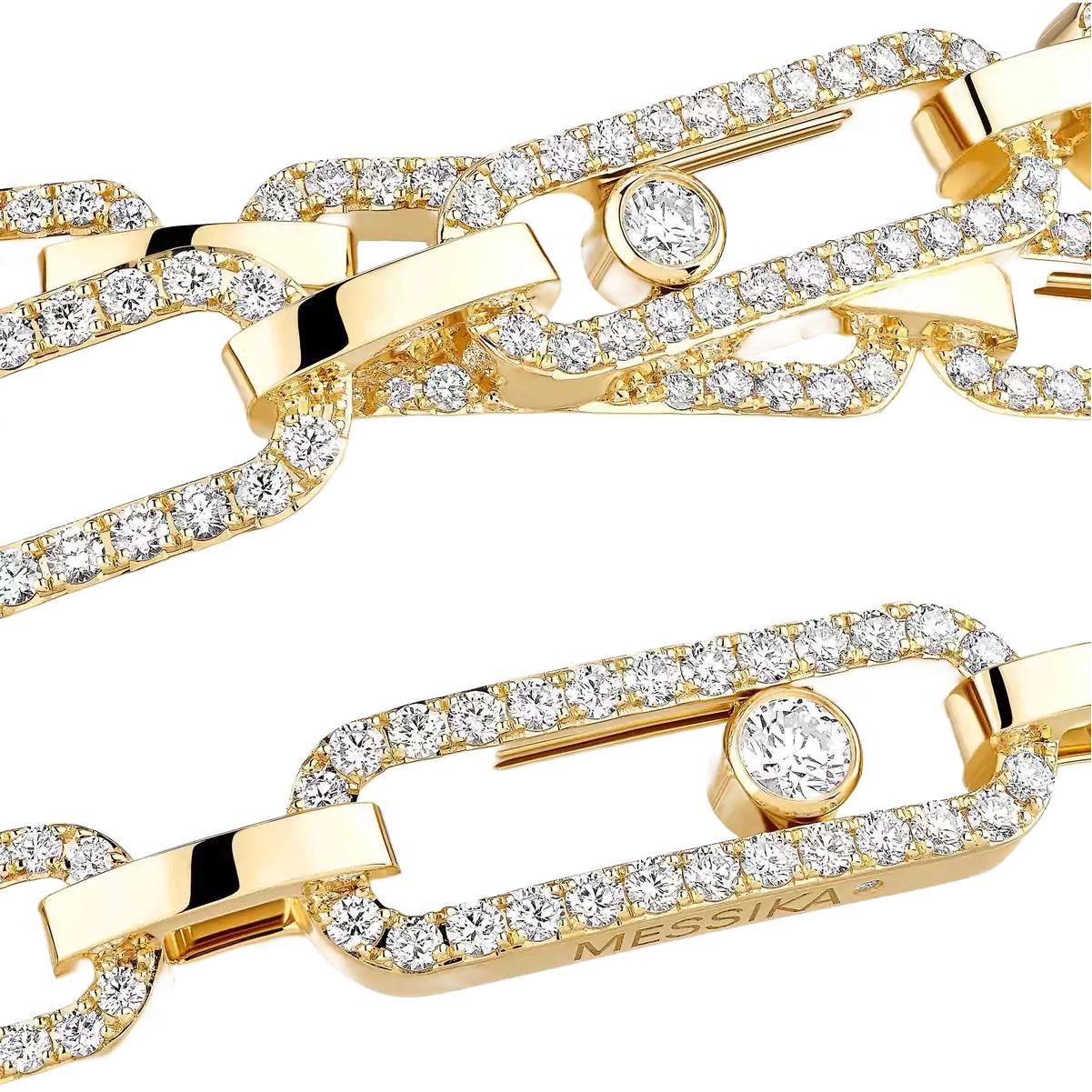 Collier Messika Move Link 3 rangs en or jaune et diamants