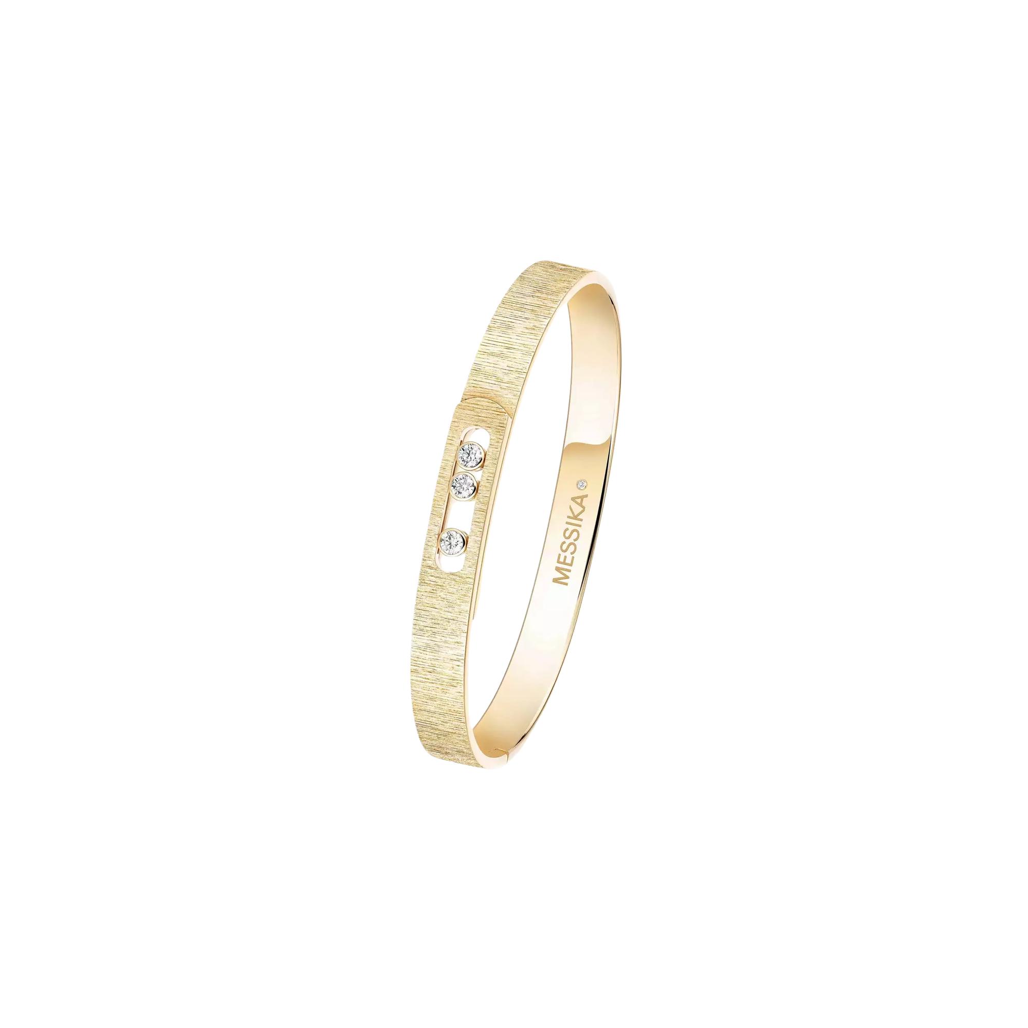 Bracelet bangle Messika Move Noa ciselé en or jaune et diamants