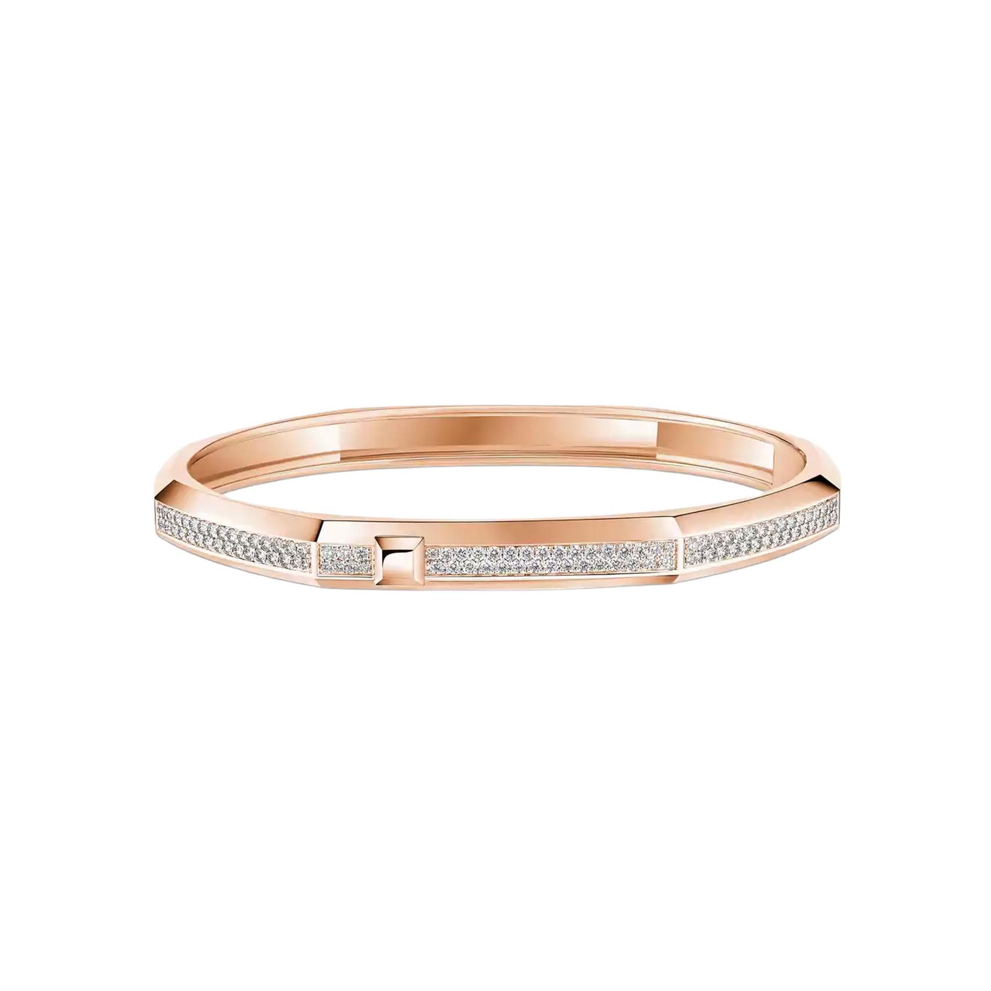 Bracelet Messika Moderniste pavé en or rose et diamant, moyen modèle
