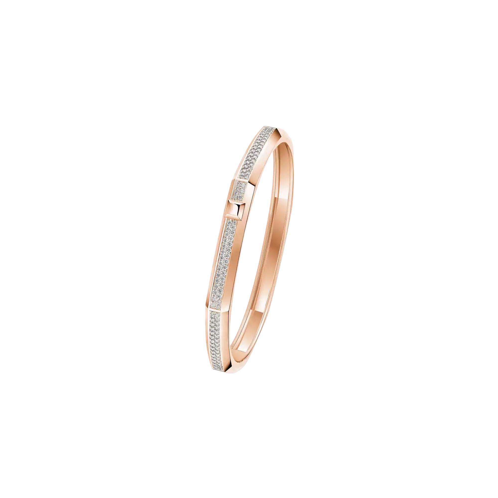 Bracelet Messika Moderniste pavé en or rose et diamant, moyen modèle