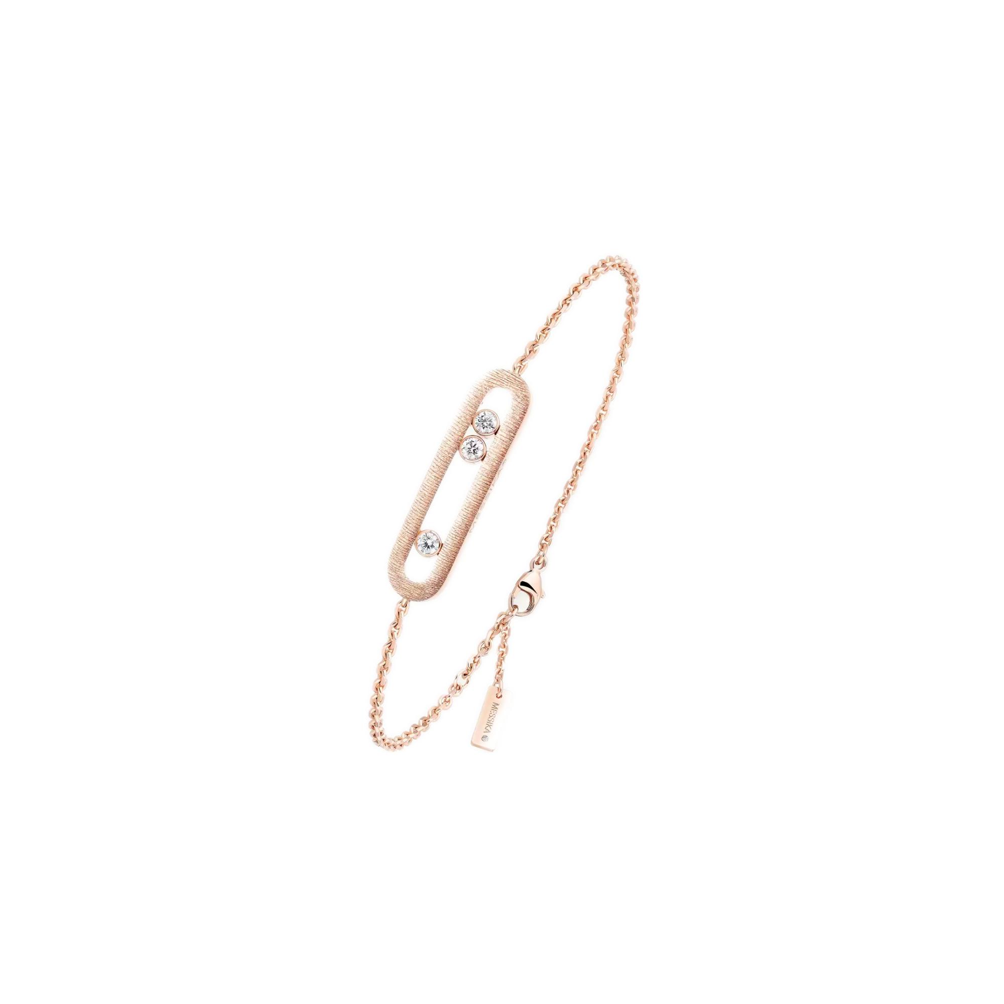 Bracelet Messika Move Classique ciselé en or rose et diamants