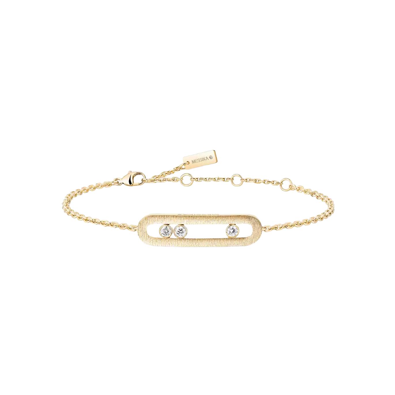 Bracelet Messika Move Classique ciselé en or jaune et diamant, grand modèle