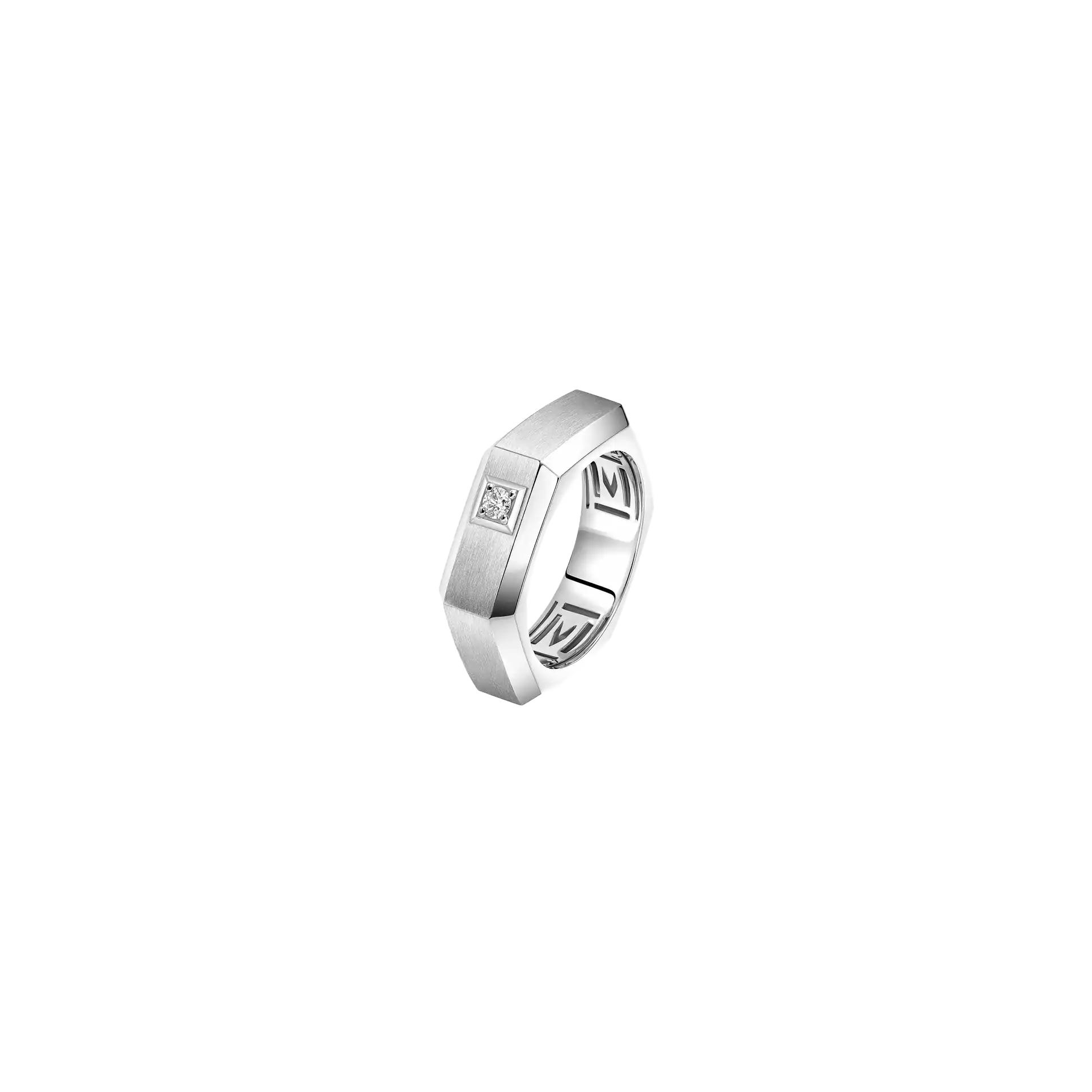 Bague Messika Moderniste MM brossée en or blanc et diamants
