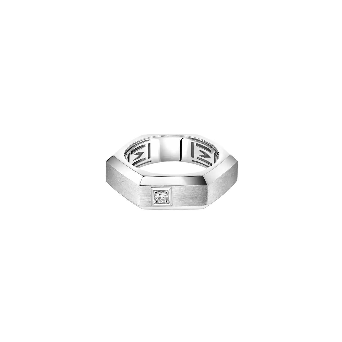 Bague Messika Moderniste MM brossée en or blanc et diamants