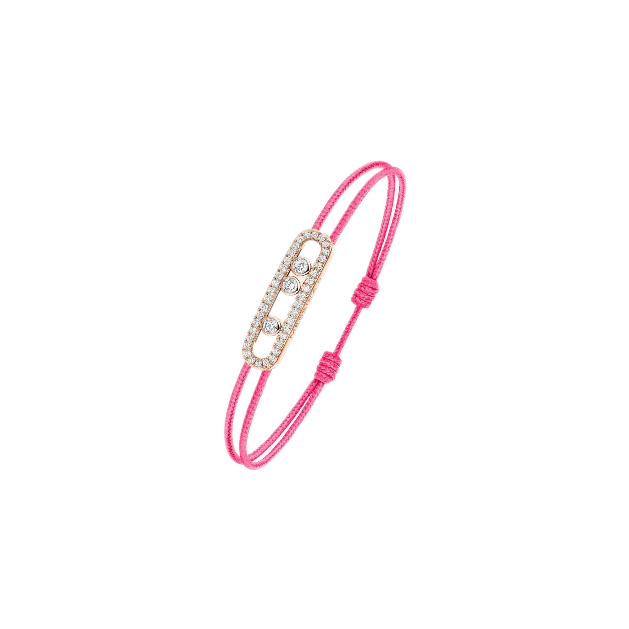 Bracelet cordon Messika Care(s) rose pavé en or rose et diamants