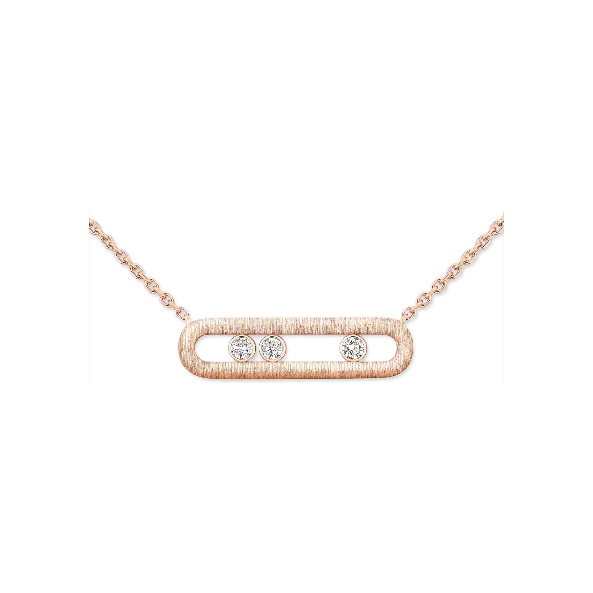 Collier Messika Move Classique ciselé en or rose et diamants