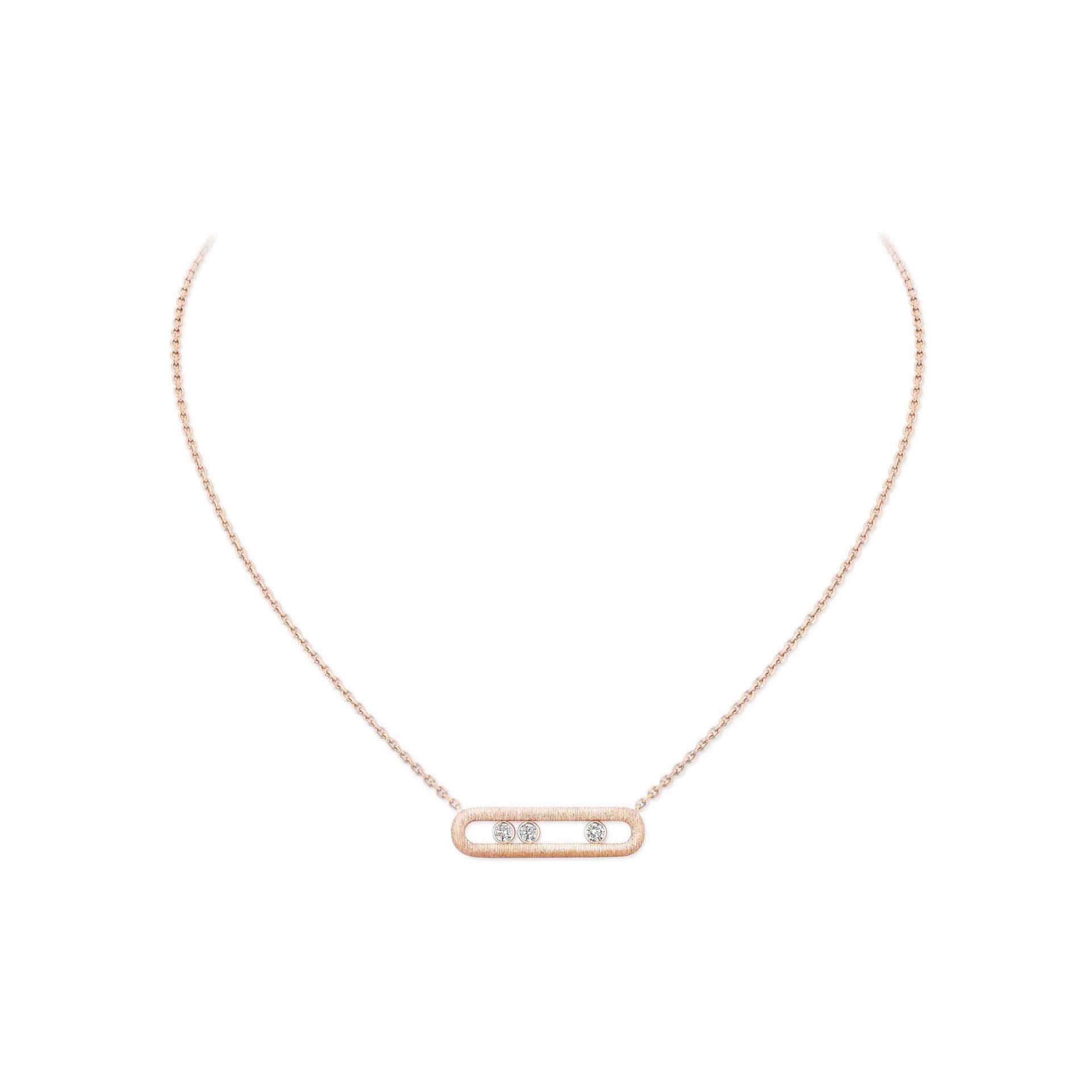 Collier Messika Move Classique ciselé en or rose et diamants