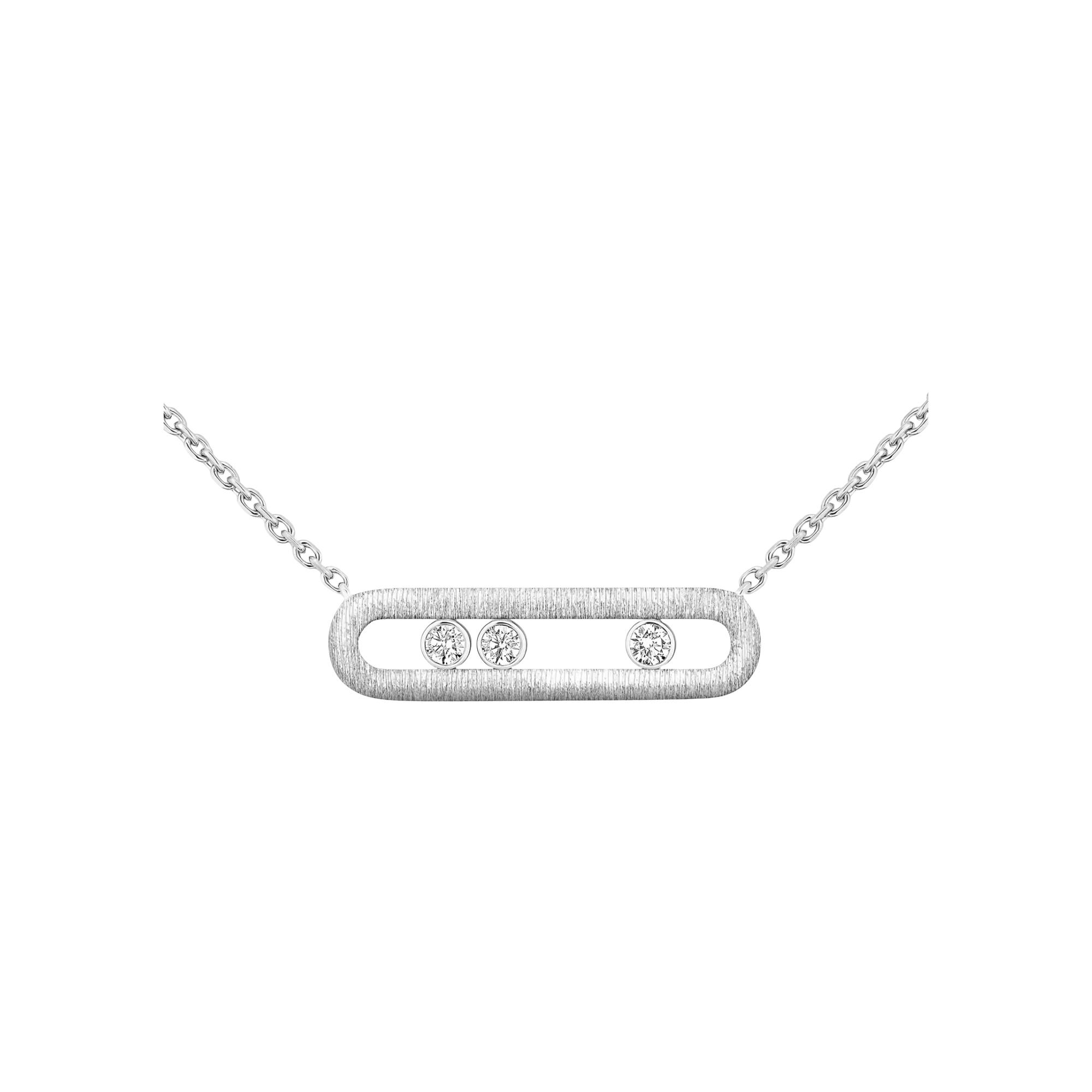 Collier Messika Move Classique ciselé en or blanc et diamants